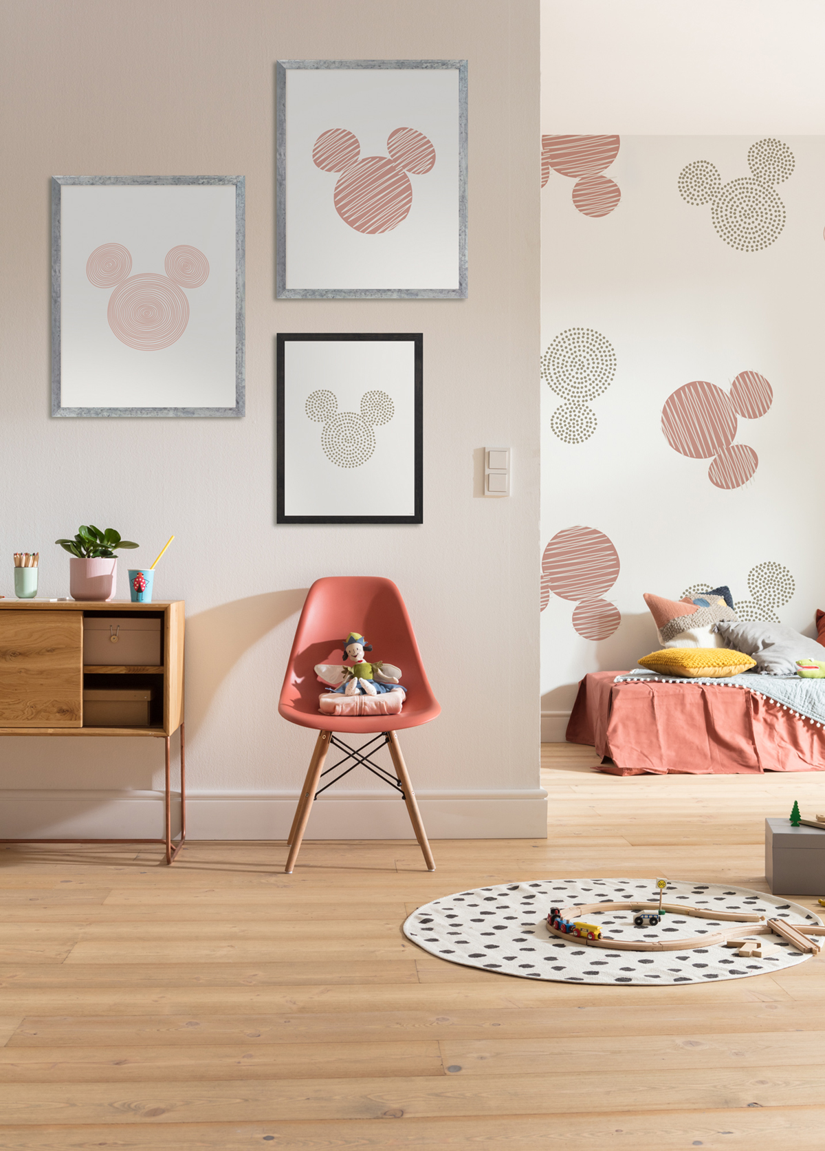 Papier peint panoramique Mickey's Disney Cuties rose - Papier peint Komar Into Wonderland