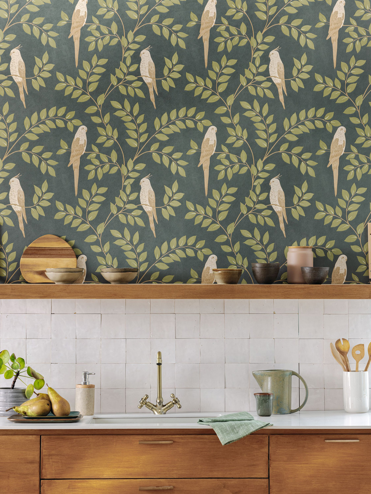 Papier peint Oiseau Jungle Equateur vert - Borneo de Casélio | Réf. BORN106527254