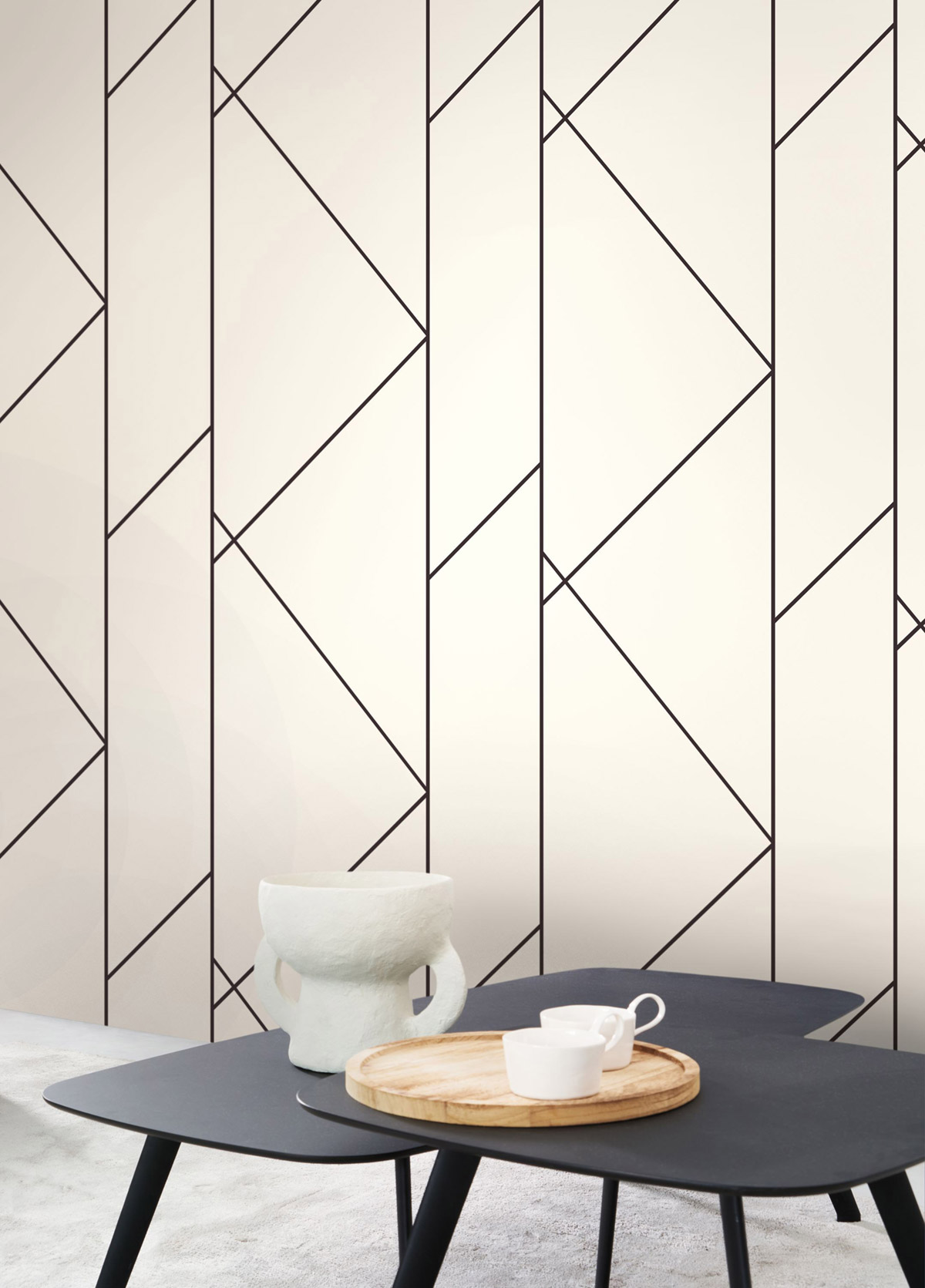 Papier peint Géométrie Pure noir écru - Alchimie de Casadéco | Réf. ALMI89901864