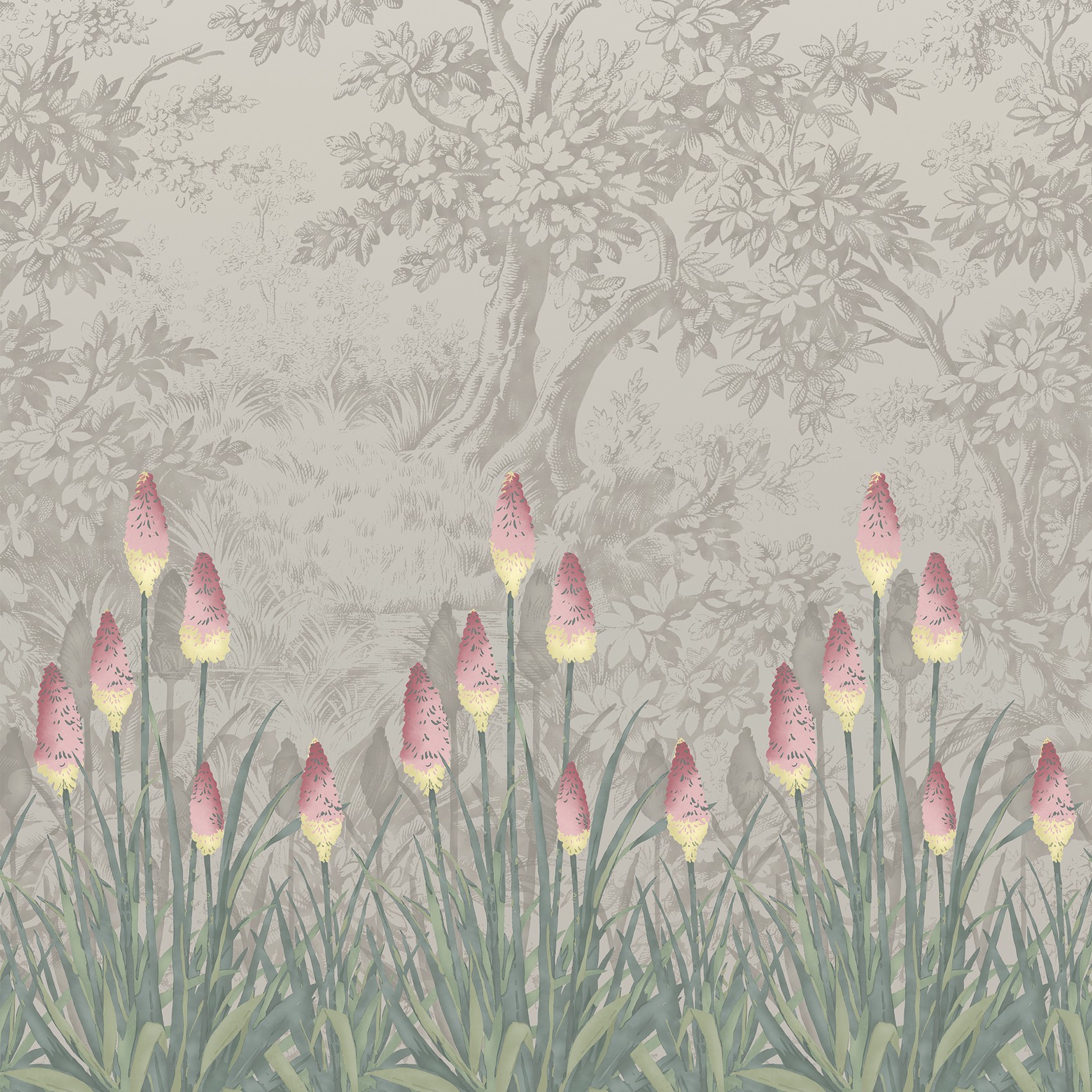 Papier peint Upper Brook St. Gris - Papier peint London Wallpapers IV de Little Greene