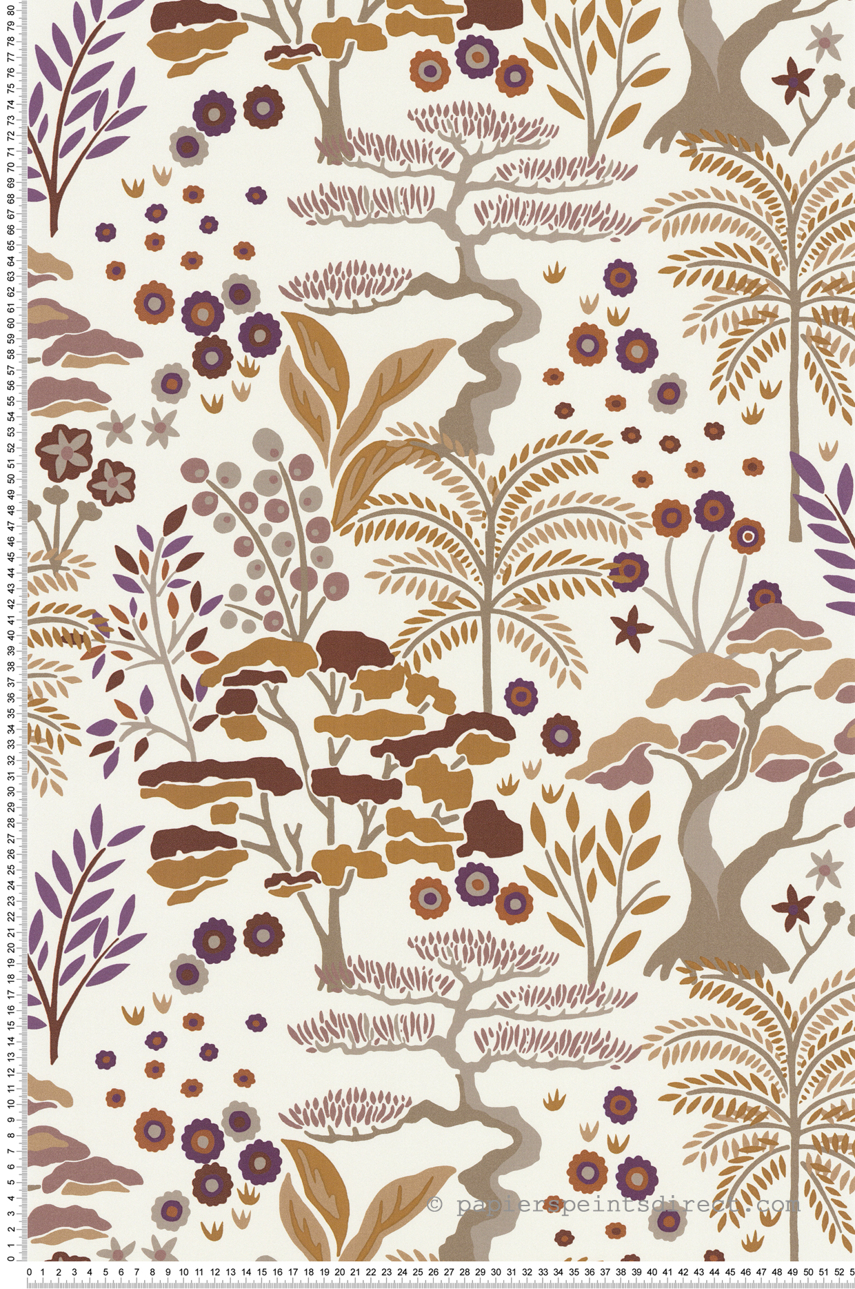Papier peint Jardin Mombasa Baobab beige violet - Jardin d'Eden de Lutèce | Réf. LTC-51251408