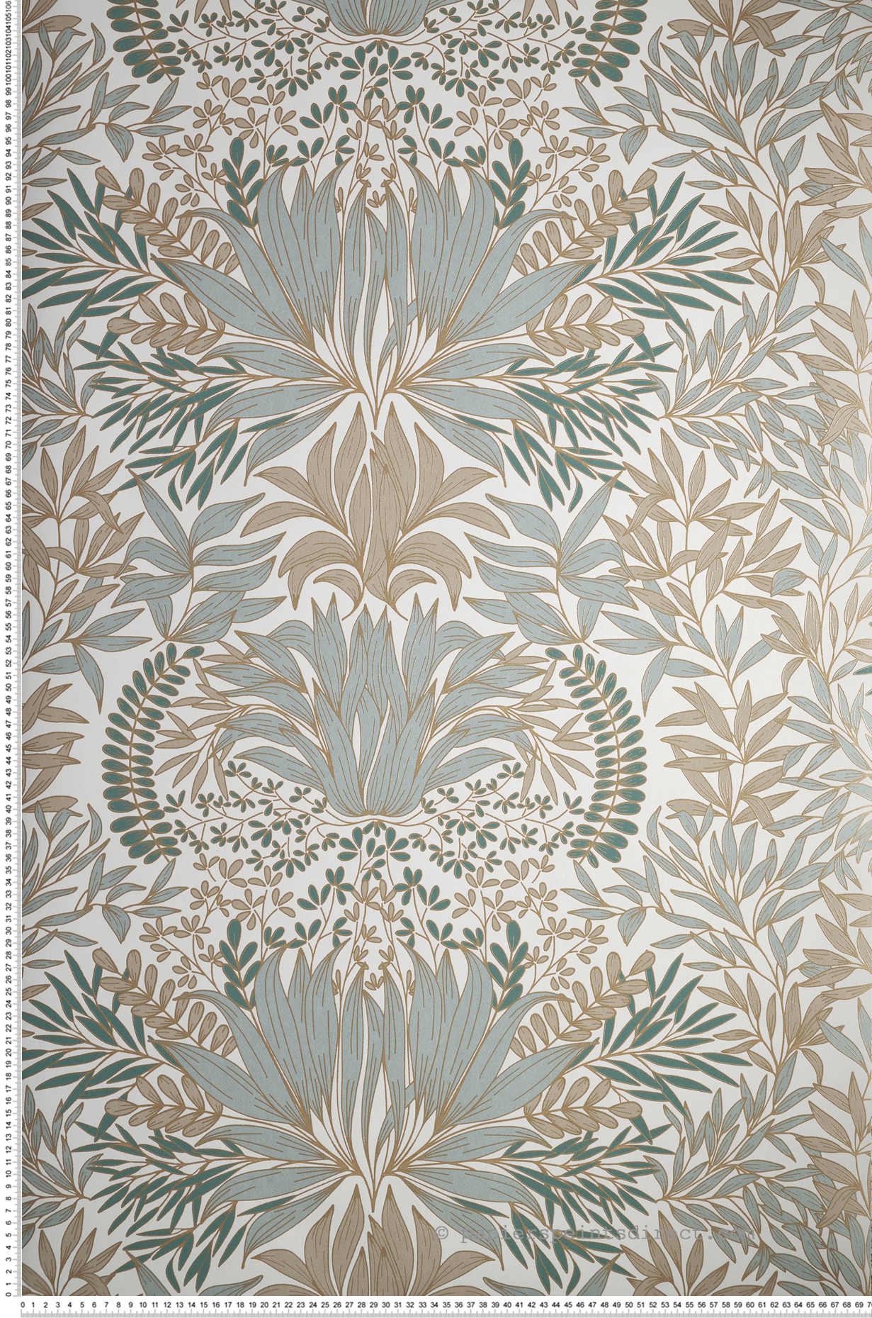 Papier peint Feuille Chardon blanc vert - Square Jasmin de Casamance | Réf. CAS-75733262