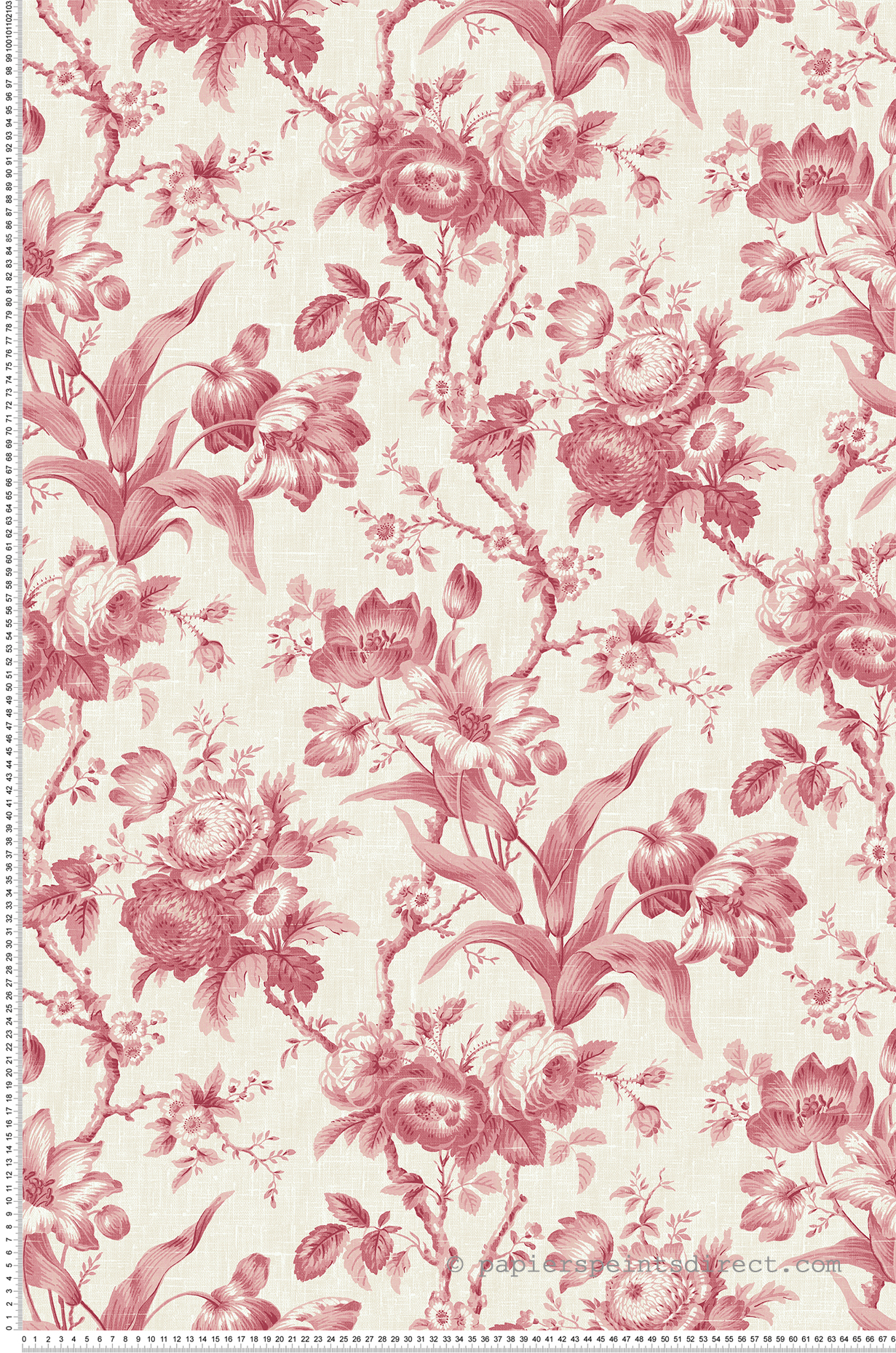 Papier peint Rose Rameau Florale rose - French Country d'Initiales | Réf. INI-FC61201