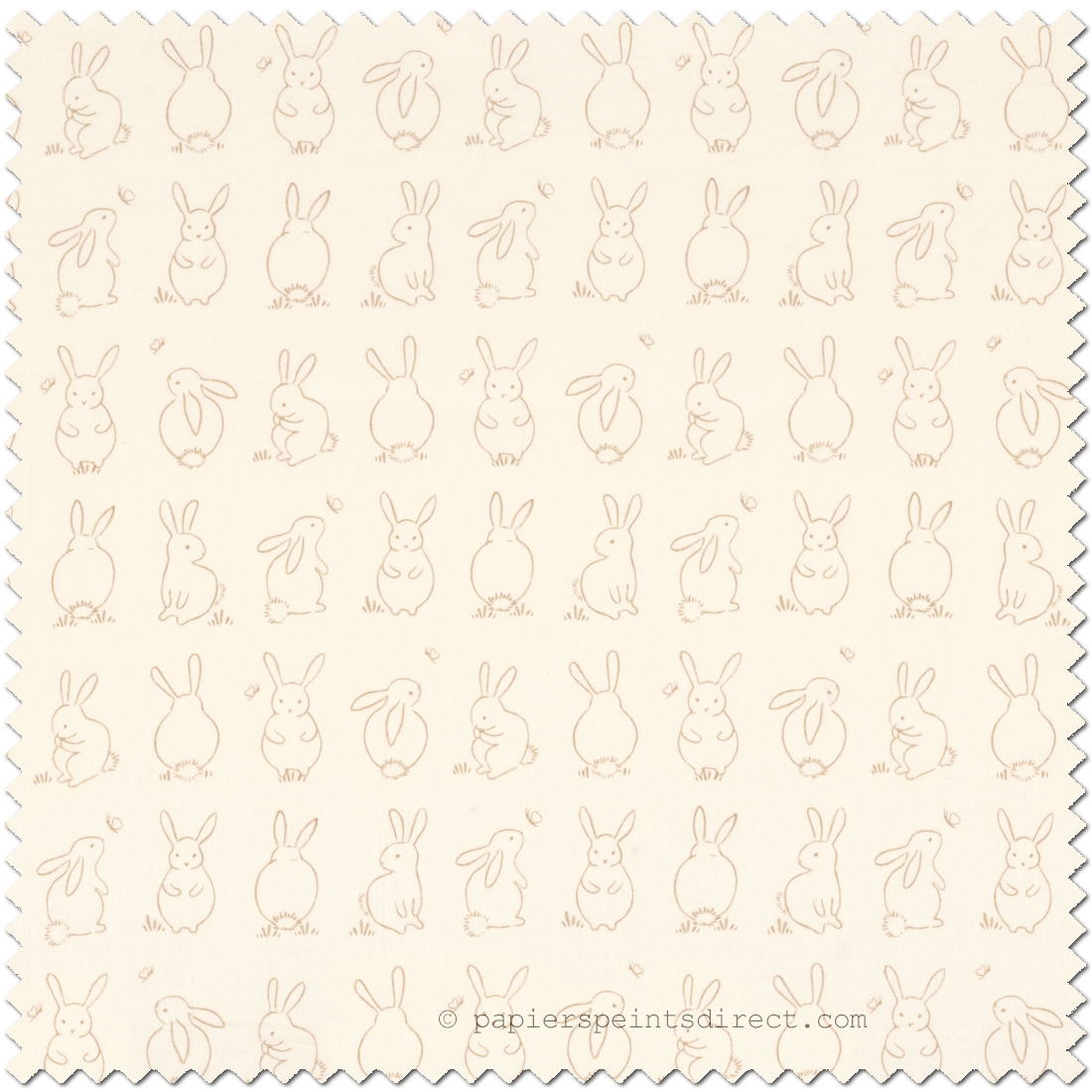Tissu Dessin Lapin beige blanc - Once Upon A Time de Casadéco | Réf. OUAT88511108