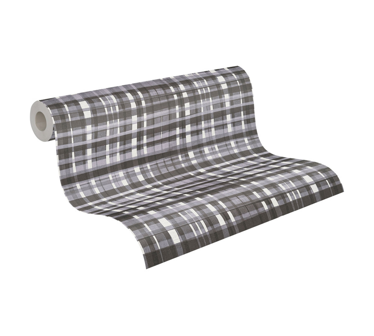 Papier peint Tartan Écossais noir blanc - Anna D'Andrea d'A.S. Création AMB5| Réf. AS-782244