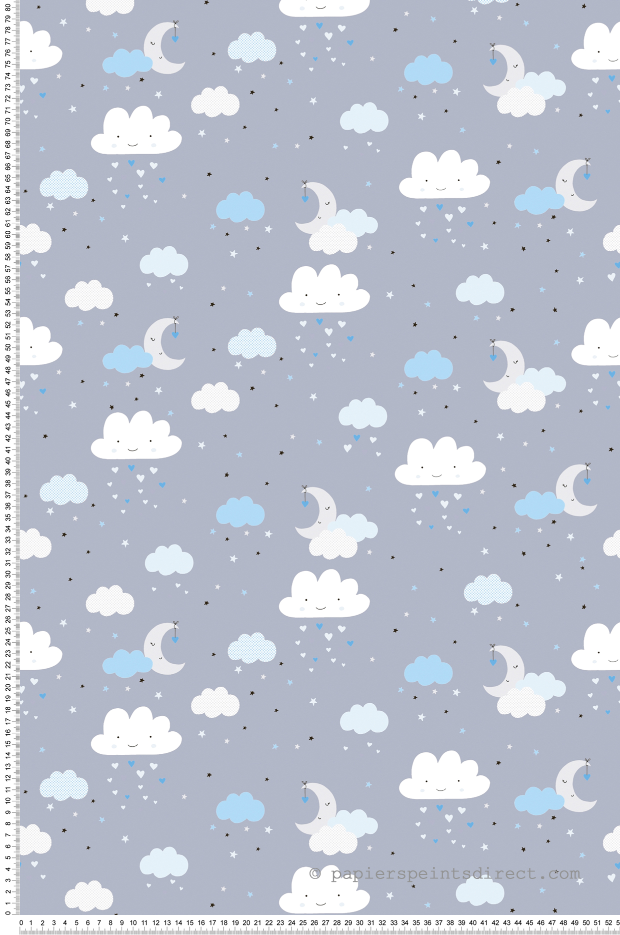 Papier peint Nuage Etoile Cœur bleu - Little Love d'A.S. Création | Réf. SP15664