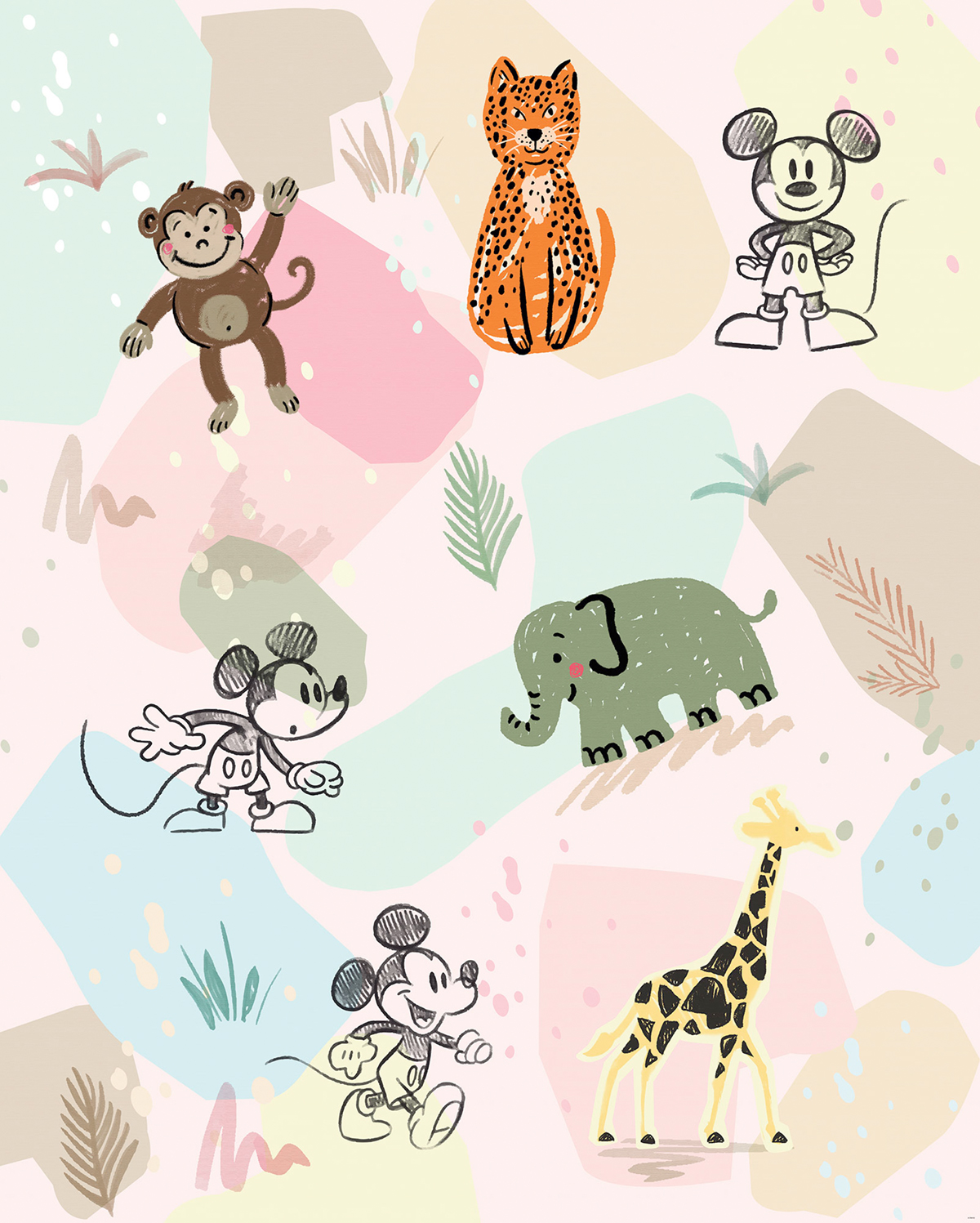 Papier peint panoramique Mickey Safari Disney - Papier peint Komar Into Wonderland