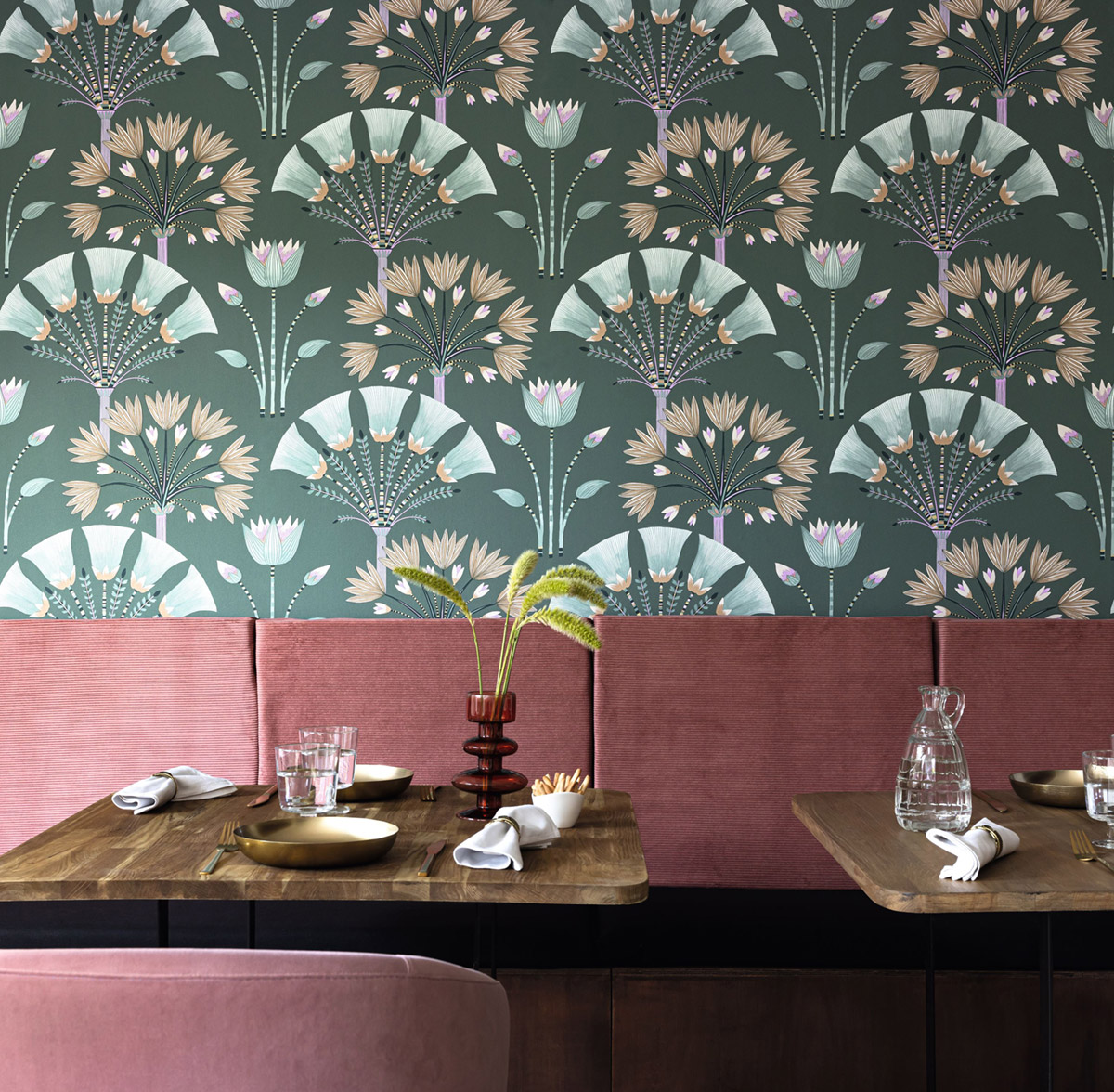 Papier peint Fleur Design Majestic vert émeraude doré - Elégance de Casélio AMB2| Réf. ELC105277120