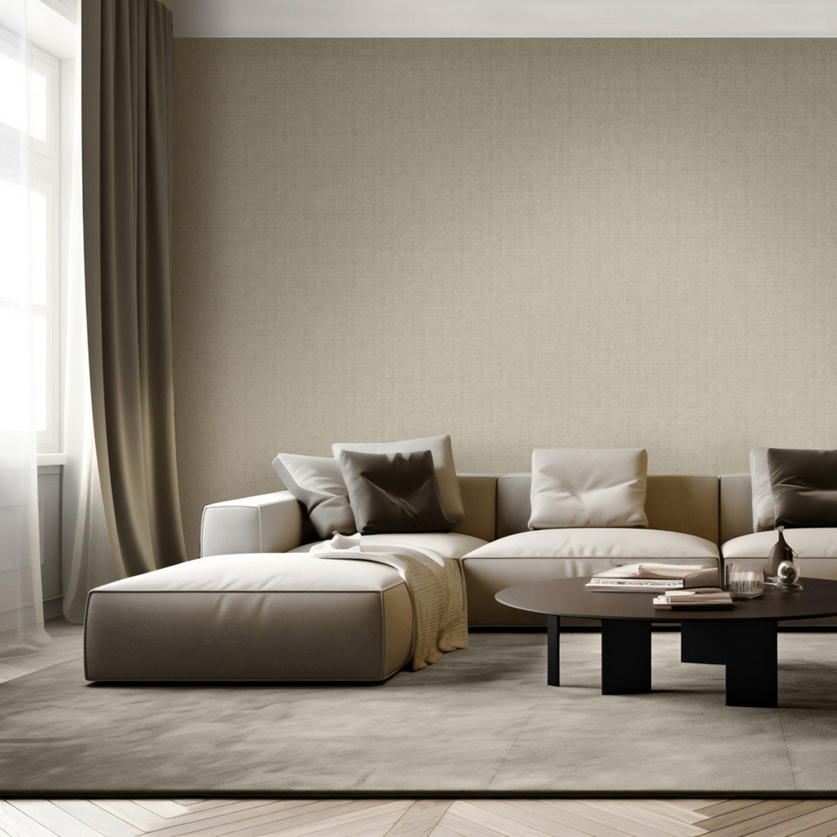 Papier Peint Faux uni Textile Paillettes sable doré - Venezia d'Ugépa | Réf. UGP-M67328