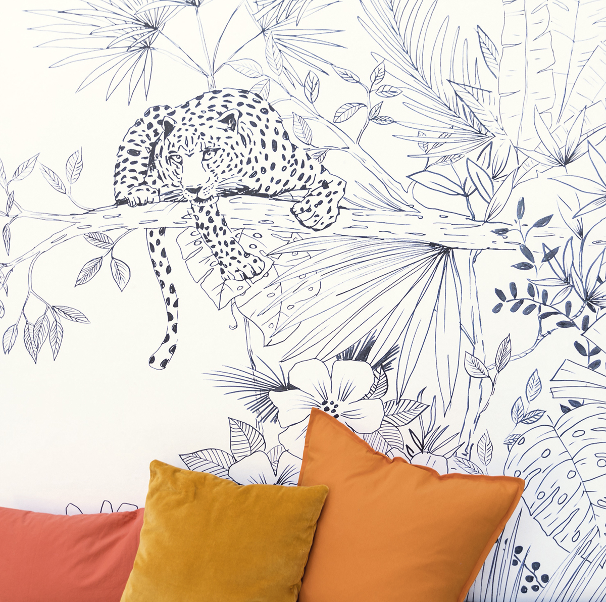 Papier peint Panoramique Animal léopard Kenya noir et blanc - L'odyssée de Casélio AMB2 | Réf. OYS101479919