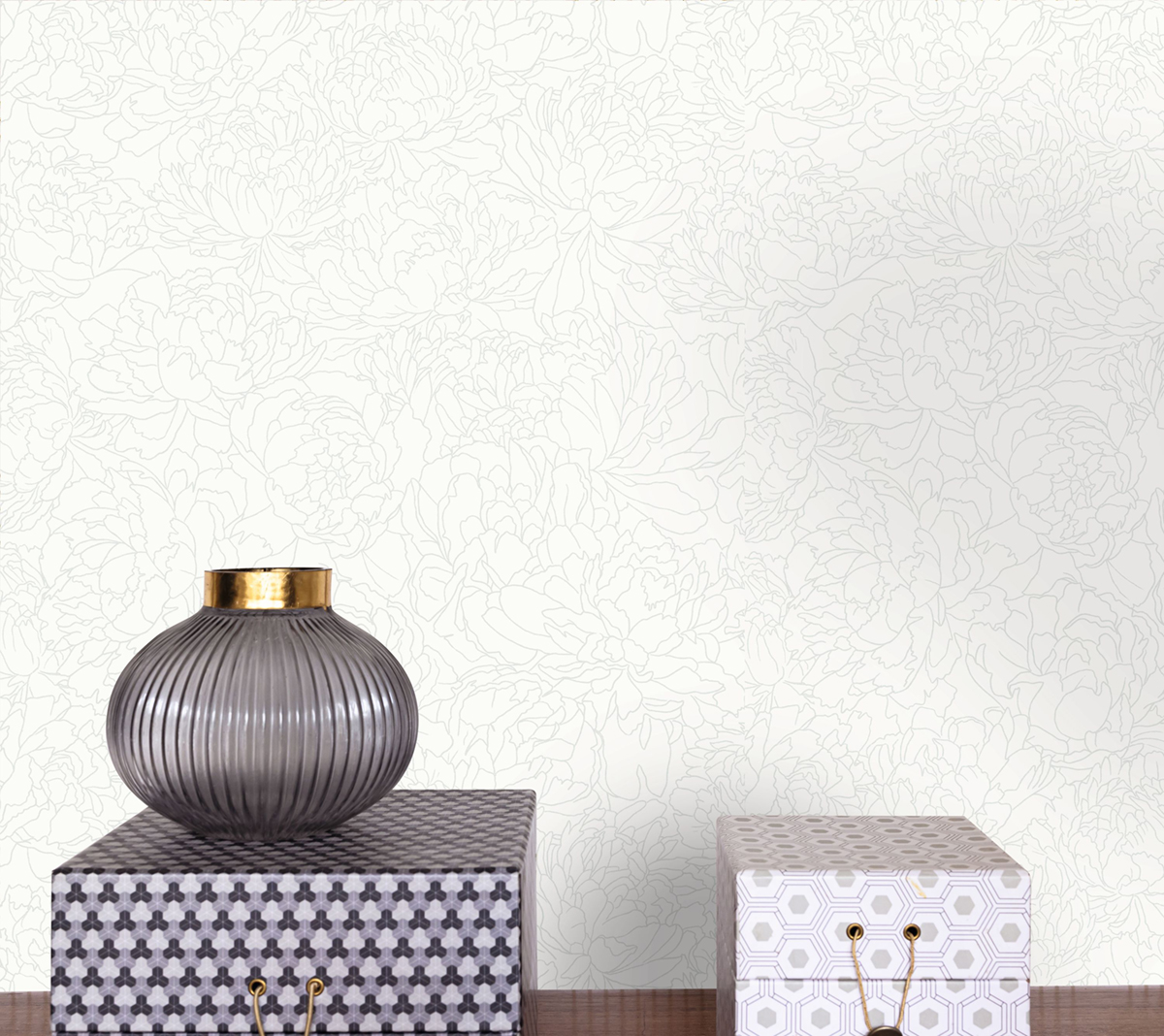 Papier peint Fleurs Graphique Glow blanc nacré - Light de Casélio | Réf. LIG106610017