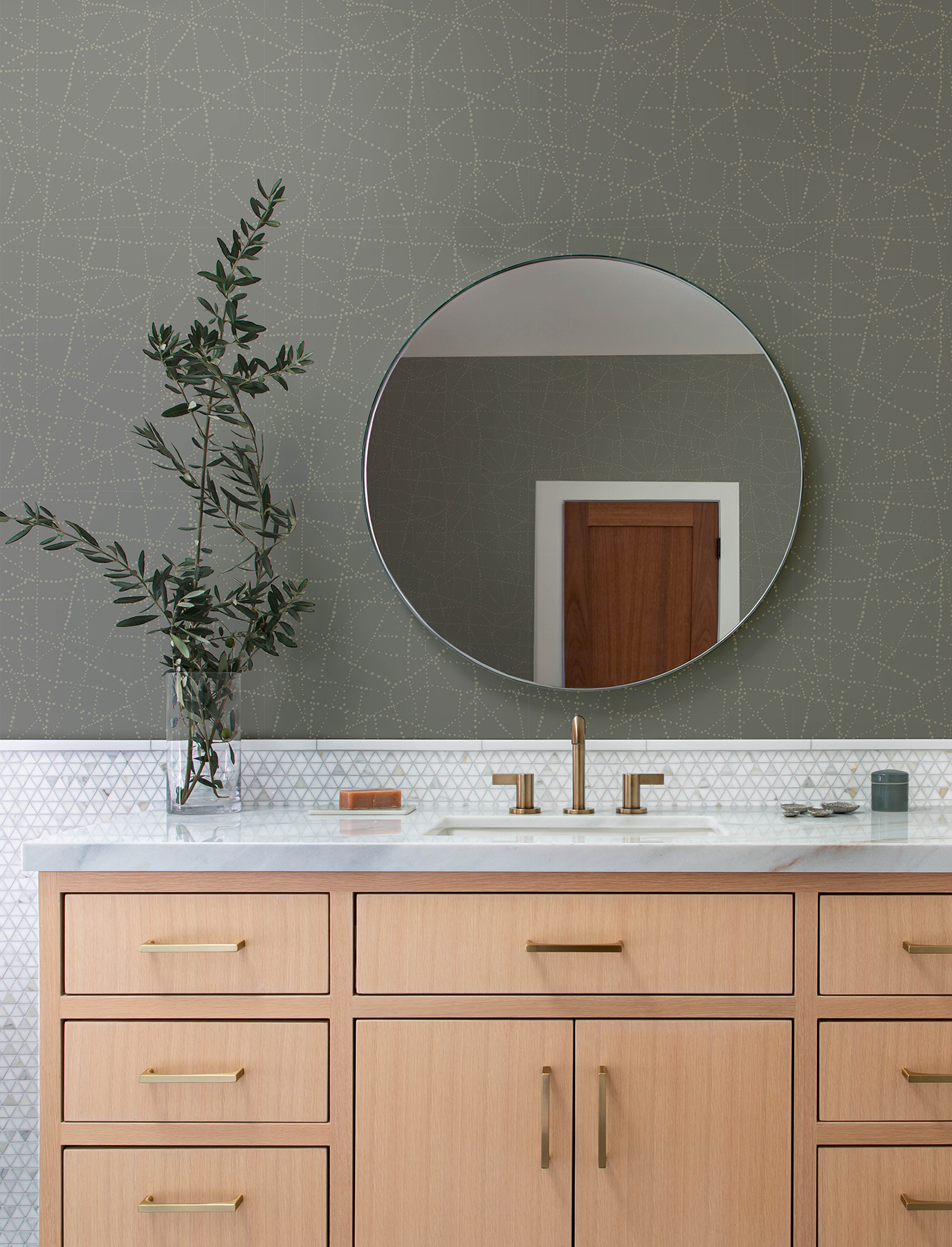 Papier peint Géométrie Pois Alcott gris foncé doré - Harmony de Lutèce | Réf. LTC-FD27126