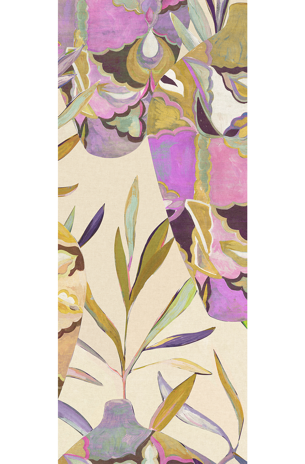 Papier peint panoramique Pot Fleuri Amphor jaune - C H260 - Wall Designs IV de Masureel | Réf. MAS-DG4AMP1023-260