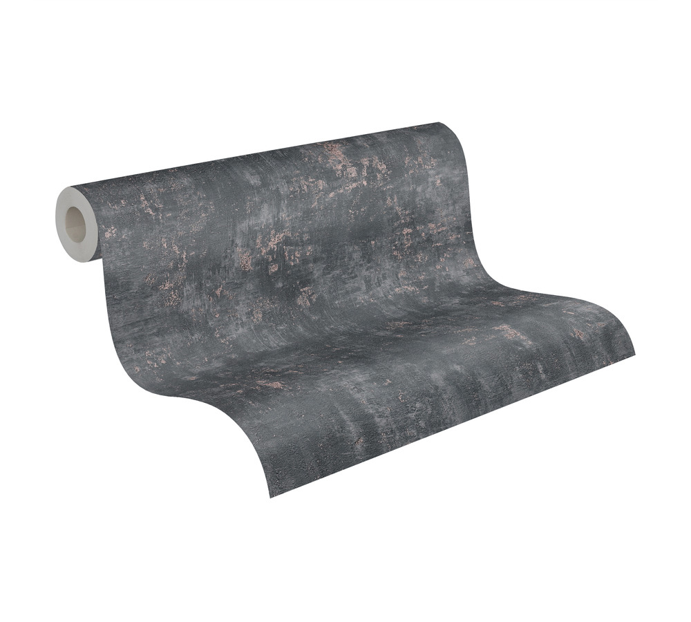 Papier peint Imitation Béton Industriel anthracite cuivré - Stories of Life d'A.S. Création AMB4 | Réf. AS-396703