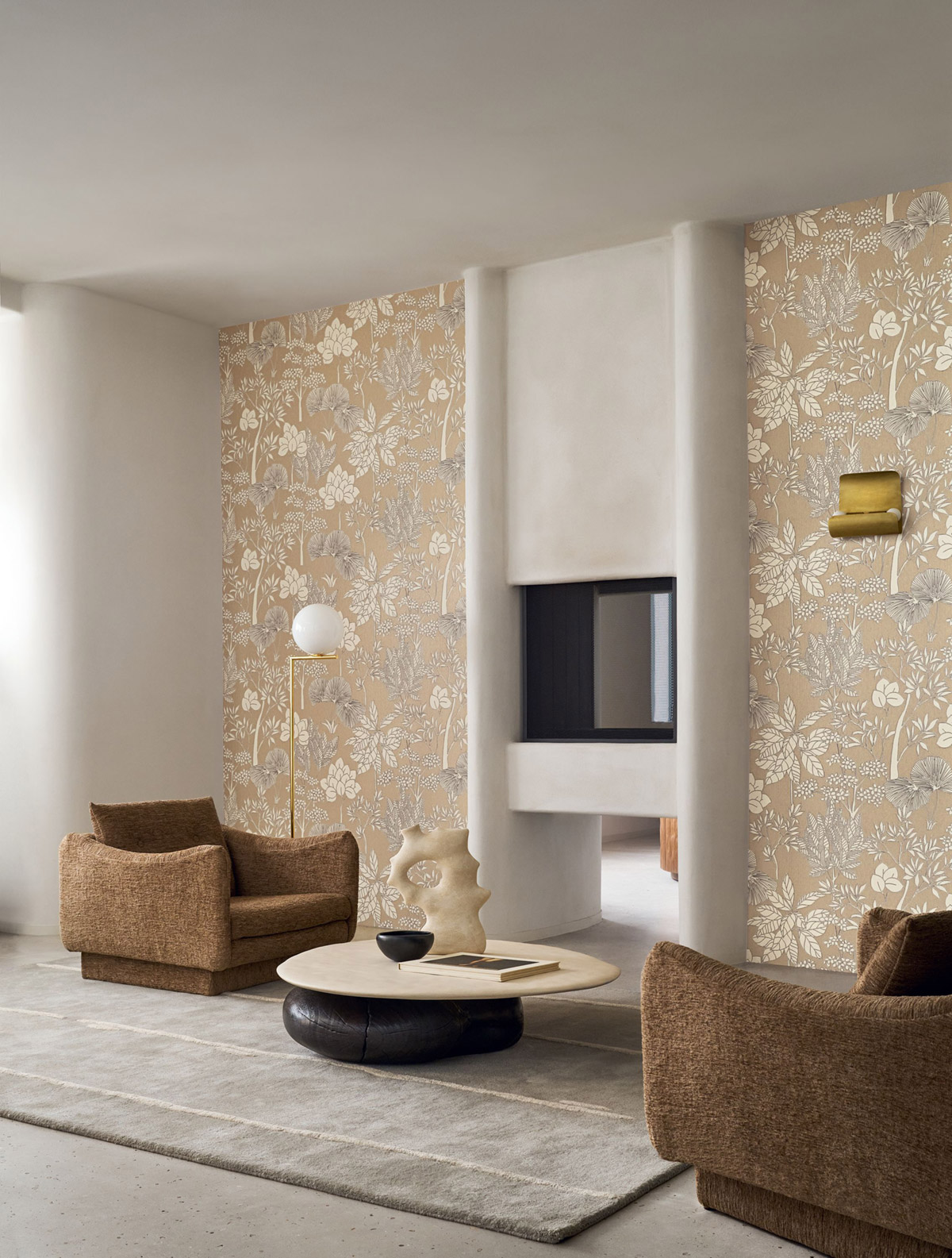 Papier peint Jardin Exotique Inara beige doré - Tressora de Casamance AMB1 | Réf. CAS-76902650