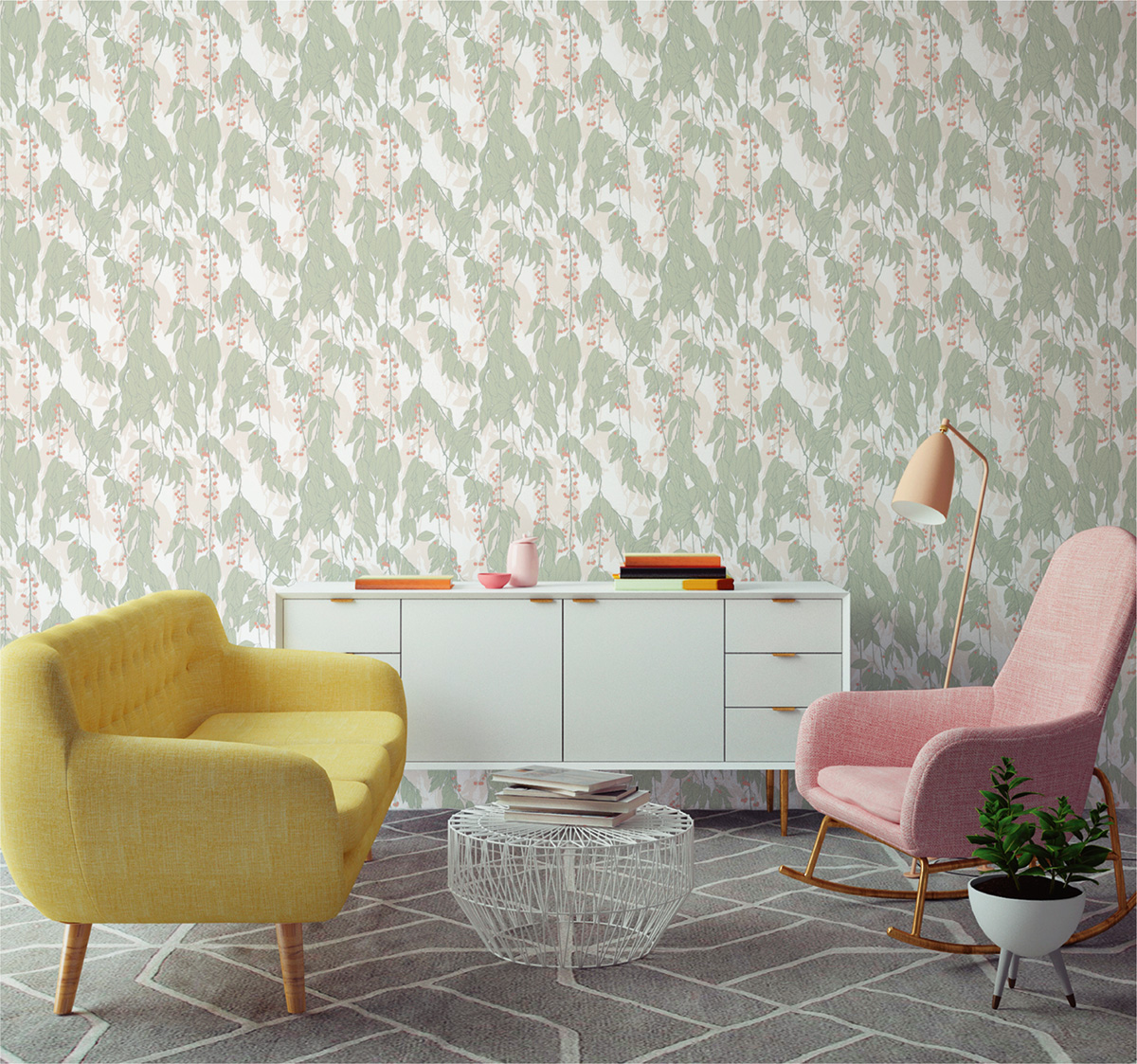 Papier peint Baies terracotta - Soline de Lutèce | Réf. LTC-51250505