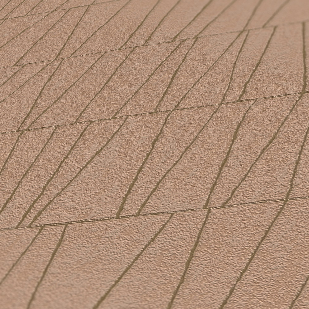 Papier peint Géométrie Tracé vieux rose or cuivré - Jade 2 d'A.S. Création AMB4 | Réf. AS-395065