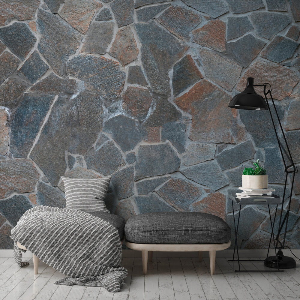 Papier peint panoramique Mur Dalle Pierre gris - Wall Love d'A.S. Création | Réf. DD129584