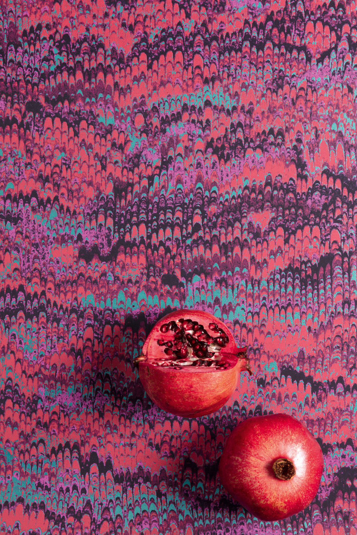 Papier peint Abstrait Ethnique Eduardo prune turquoise métallisé - Havana de Masureel AMB2 | Réf. MAS-HAV802