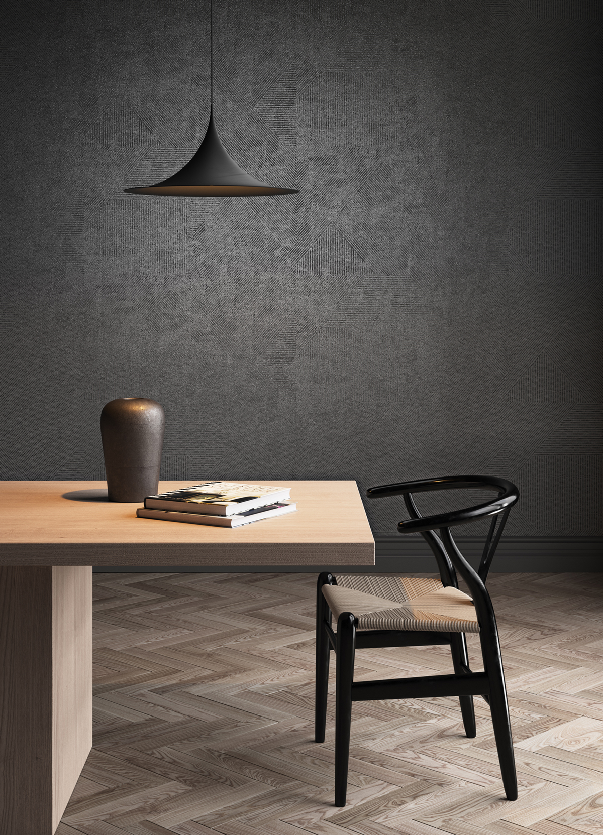 Papier peint Géométrie Expoxy anthracite irisé - The Texture Book de Masureel | Réf. MAS-PRI405