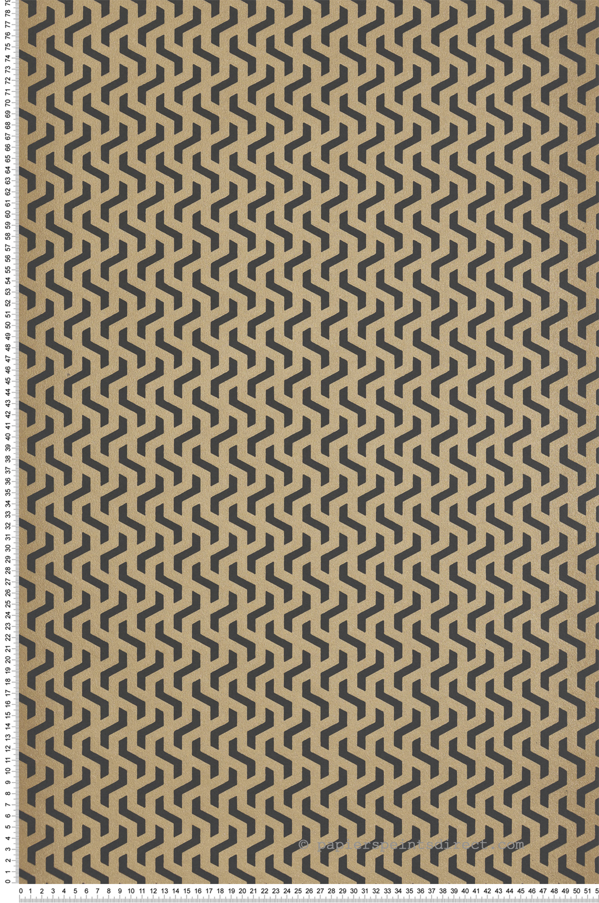 Papier peint Tissage Géométrique noir et doré - Willow d'Initiales | Réf. INI-00814701