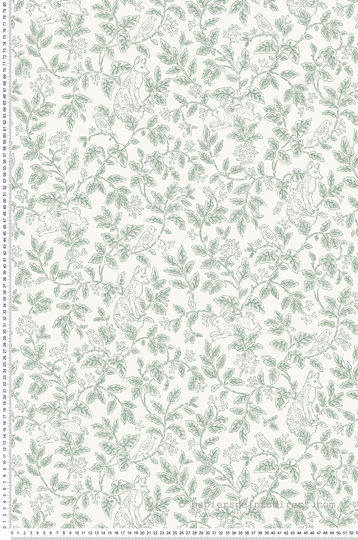 Papier peint Toile de Jouy Mini Wood vert - Happy Kids Club de Casélio | Réf. HKC107670783