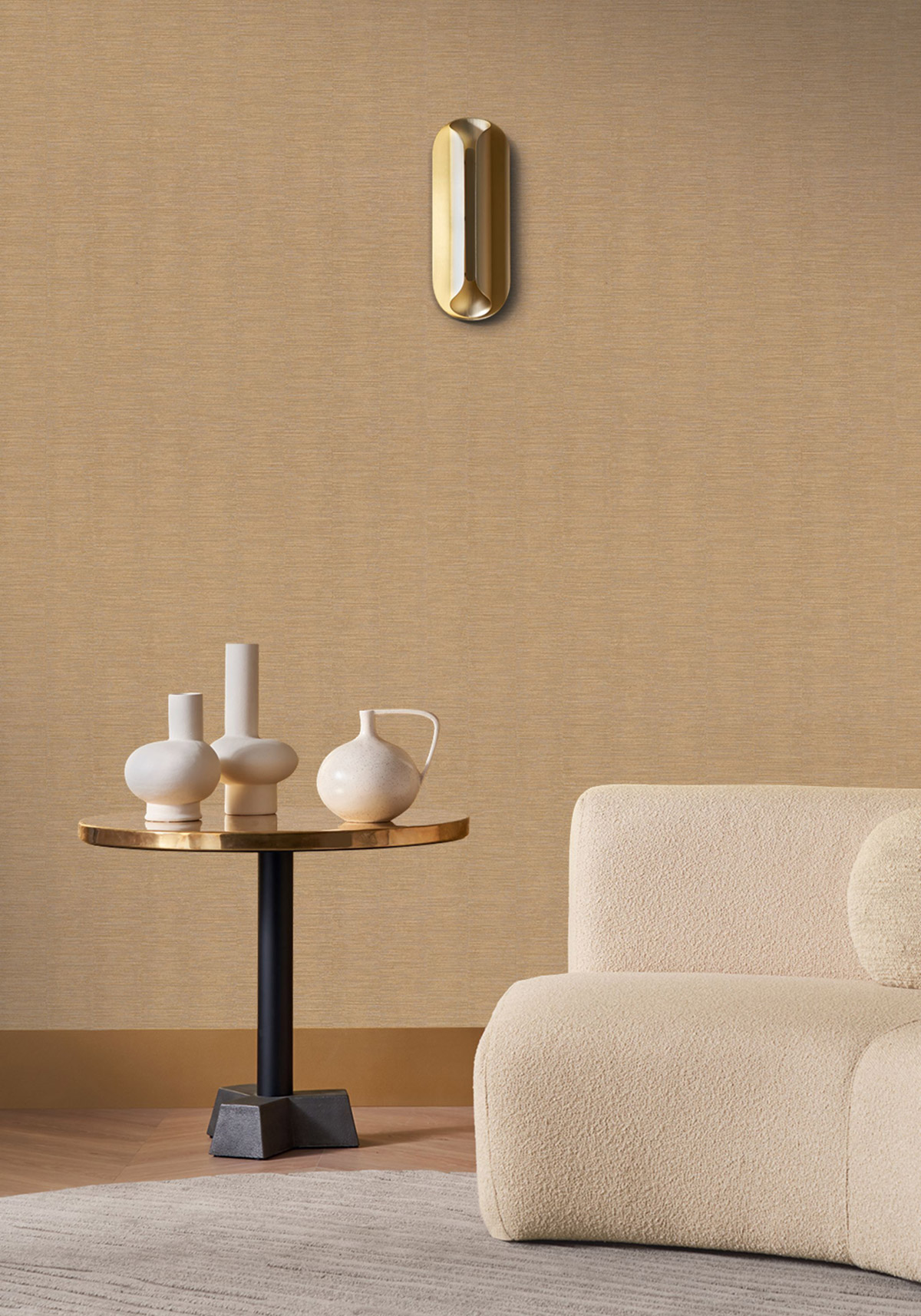 Papier peint Effet Tissu Platinum mastic doré - Cérame de Casamance | Réf. CAS-B75073058