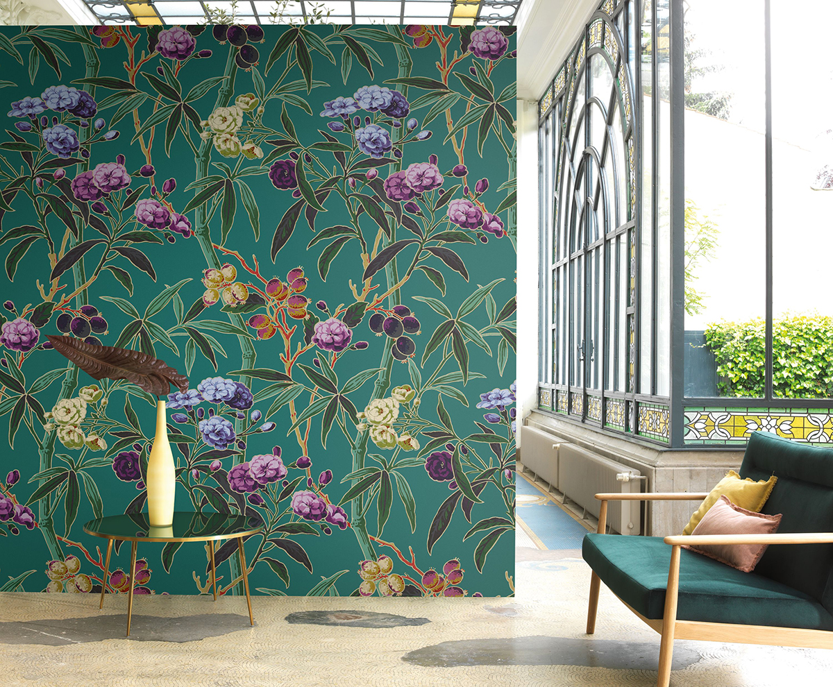 Papier peint panoramique Fleurs Camélia violettes - Beauty Full Image 2 de Casadéco | Réf. BFMA87007510