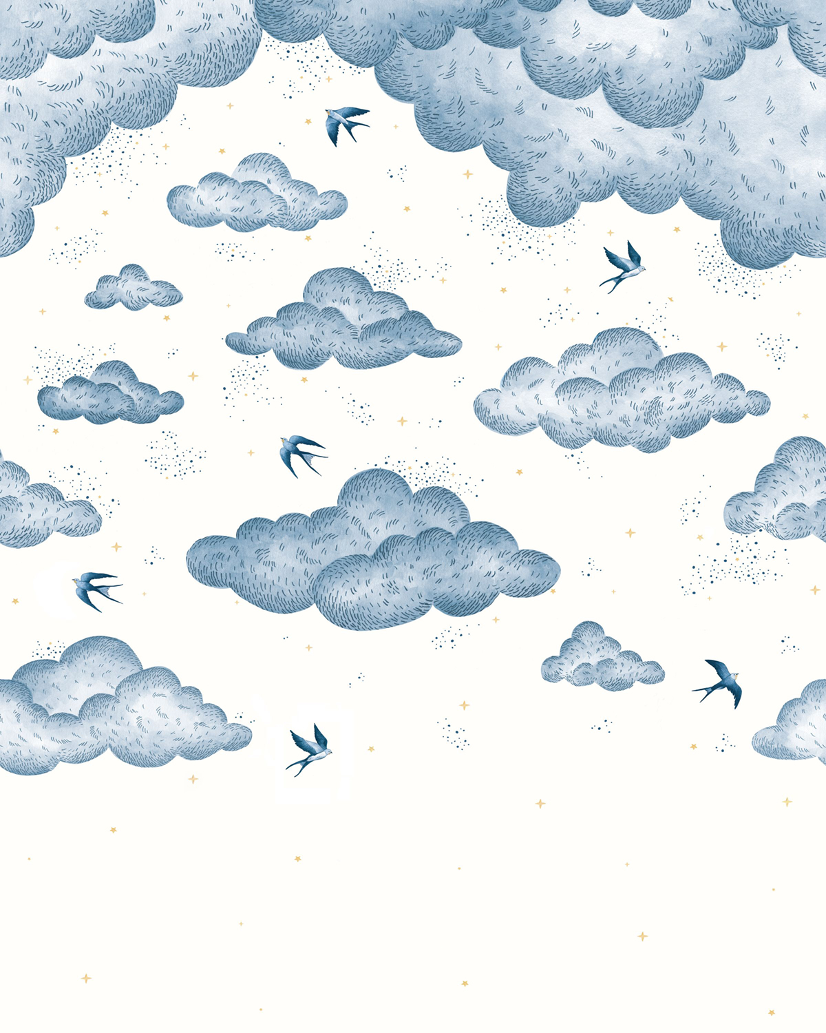 Papier peint panoramique Nuit Hirondelle Universe bleu S 200X250 - Pimp My Wall de Casélio | Réf. PMW105186005