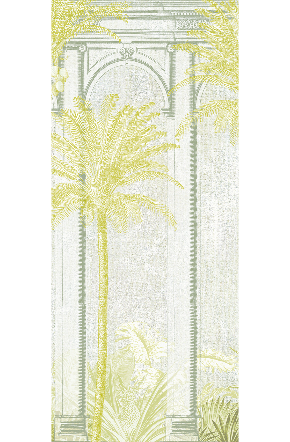 Papier peint panoramique Arcade Palmier Habana vert citron - C H300 - Havana de Masureel | Réf. MAS-DGHAV1023