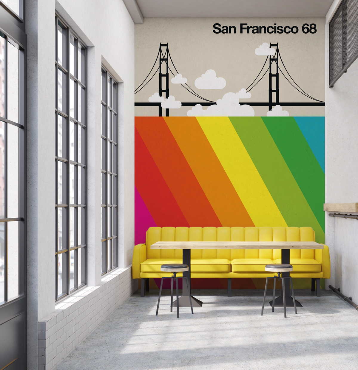 Papier peint panoramique Retro Pop San Francisco 68 - Référence DD120117 - Intissé 200g/m2 - Standard 200 x 270