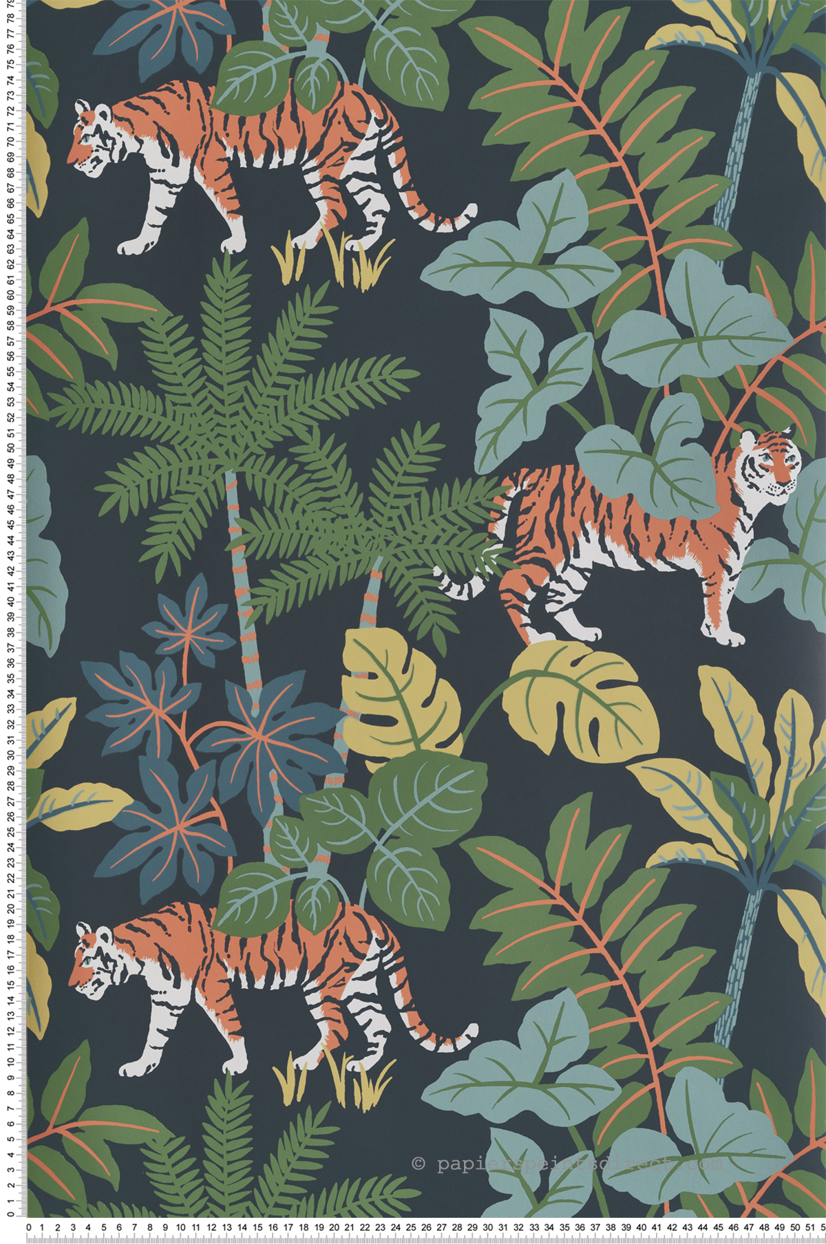 Papier peint Jungle Tigre Caspian multicouleurs nuit - Harmony de Lutèce | Réf. LTC-FD27248