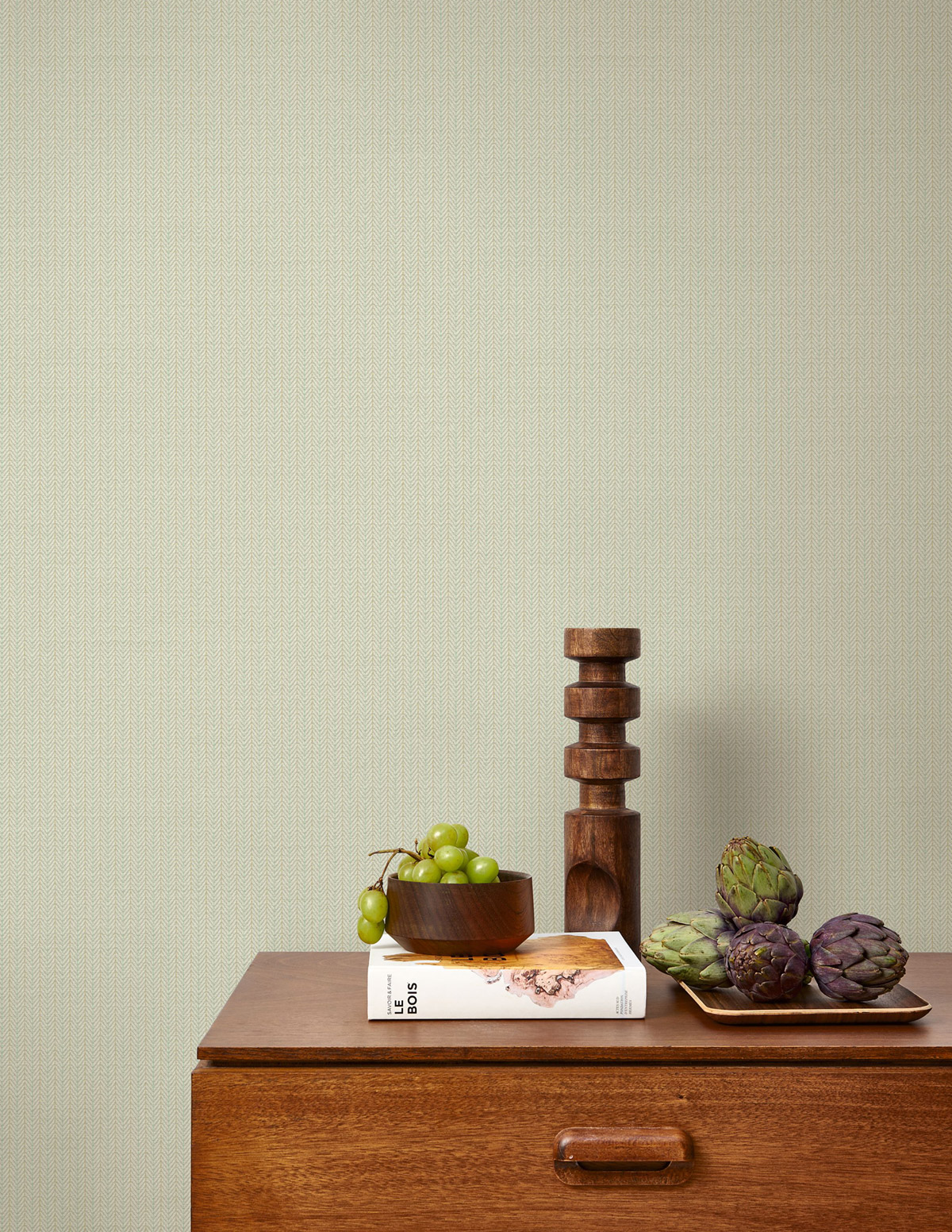 Papier peint Chevron Texturé Owen vert amande - Carnaby Street de Casadéco | Réf. CARN200537122