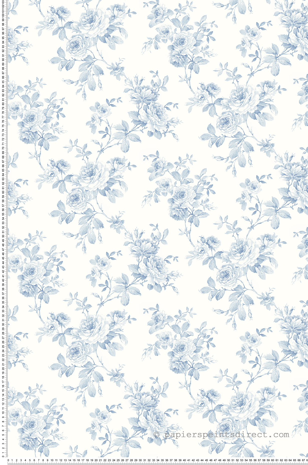 Papier peint Roses Pivoines Fleurs bleu - Alice et Rose de Lutèce | Réf. LTC-VI81702