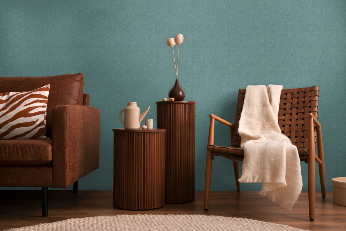 Papier peint Uni Paillette Métallisé vert paon doré - Cosmoliving d'A.S. Création AMB3 | Réf. AS-790655