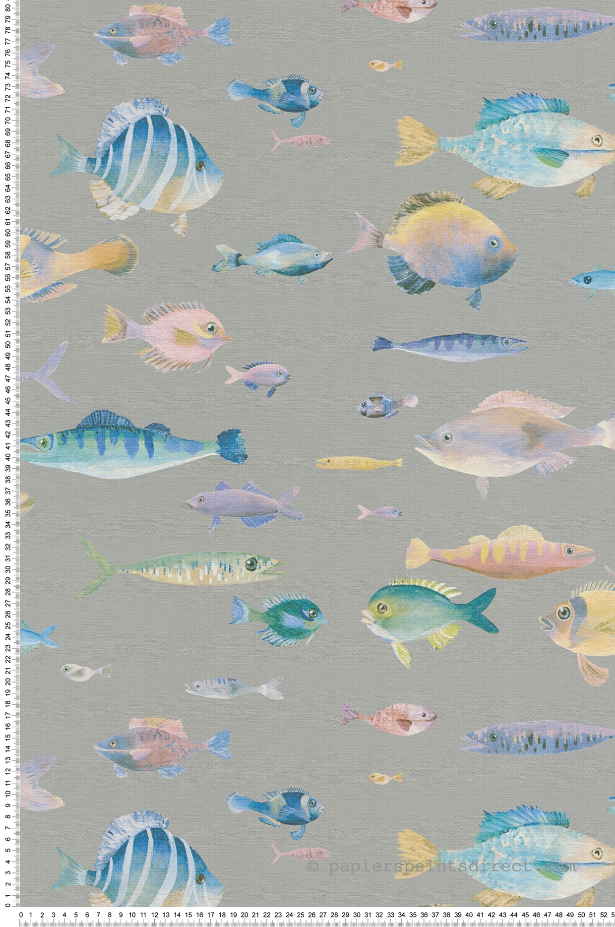 Papier peint Poisson Aquarelle gris souris - Pintwalls 2 d'A.S. Création | Réf. AS-396961