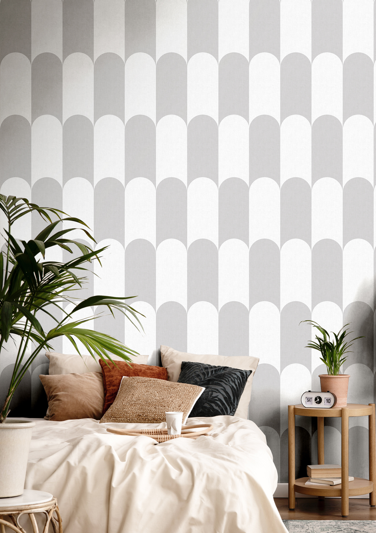 Papier peint Arcade Damier gris clair - Maison Paradis de Lutèce | Réf. LTC-MP15556