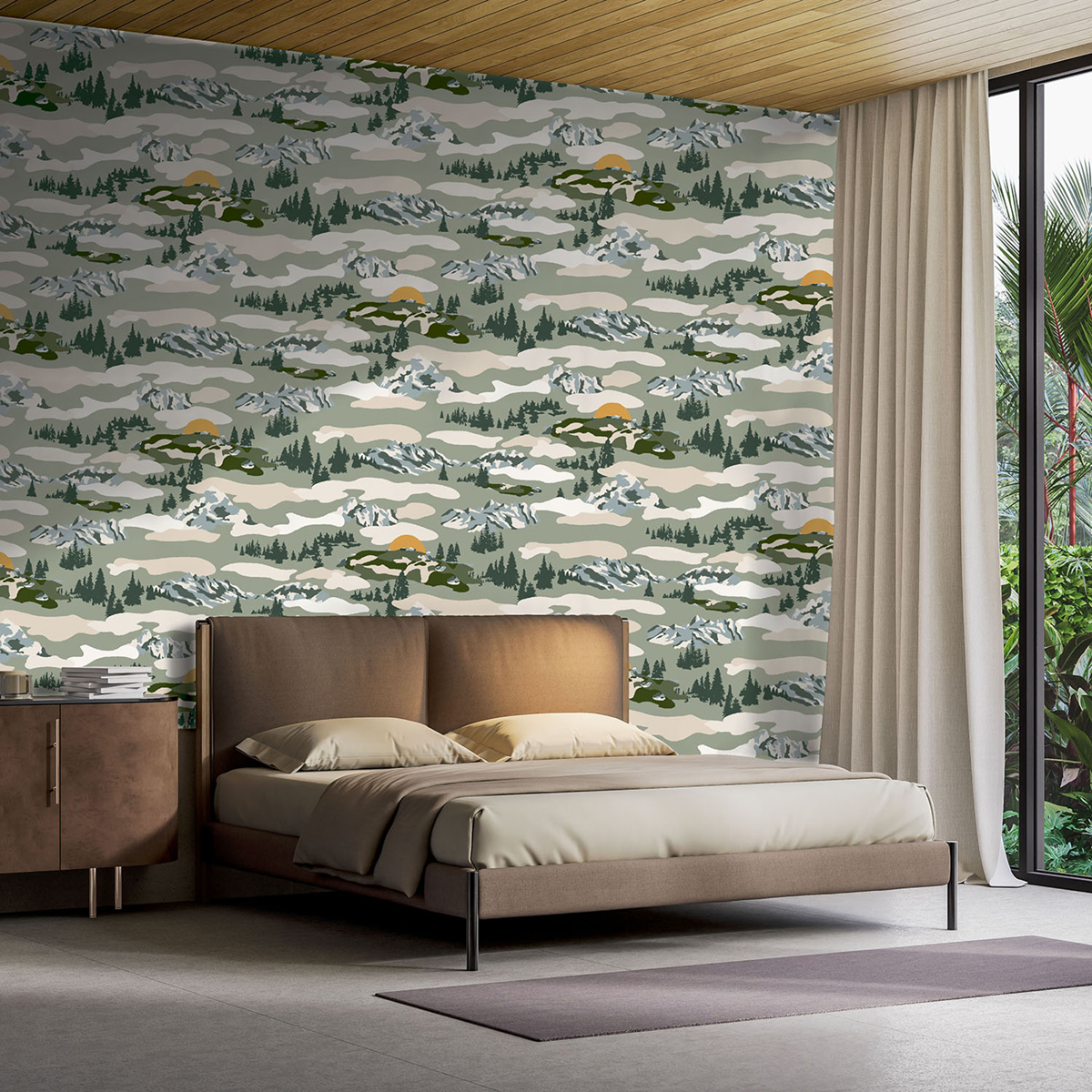 Papier peint Montagnes Camo vert - Bensimon 3 de Lutèce | Réf. LTC-51241204
