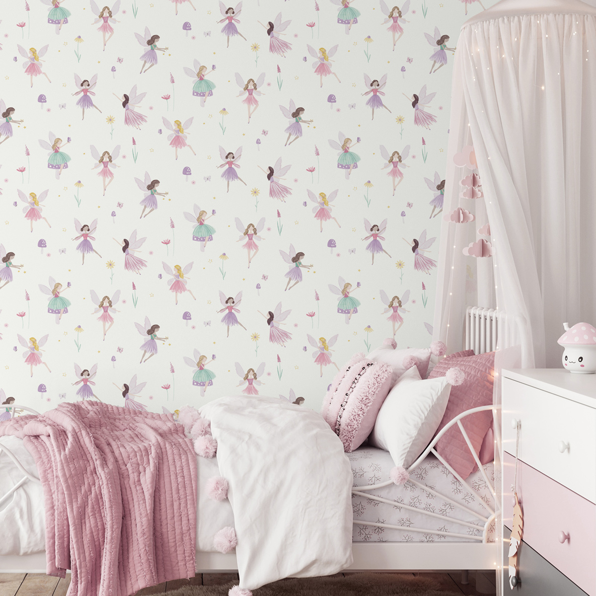 Papier peint Fée Enfant rose violet - Imagine de Lutèce | Réf. LTC-DL27563