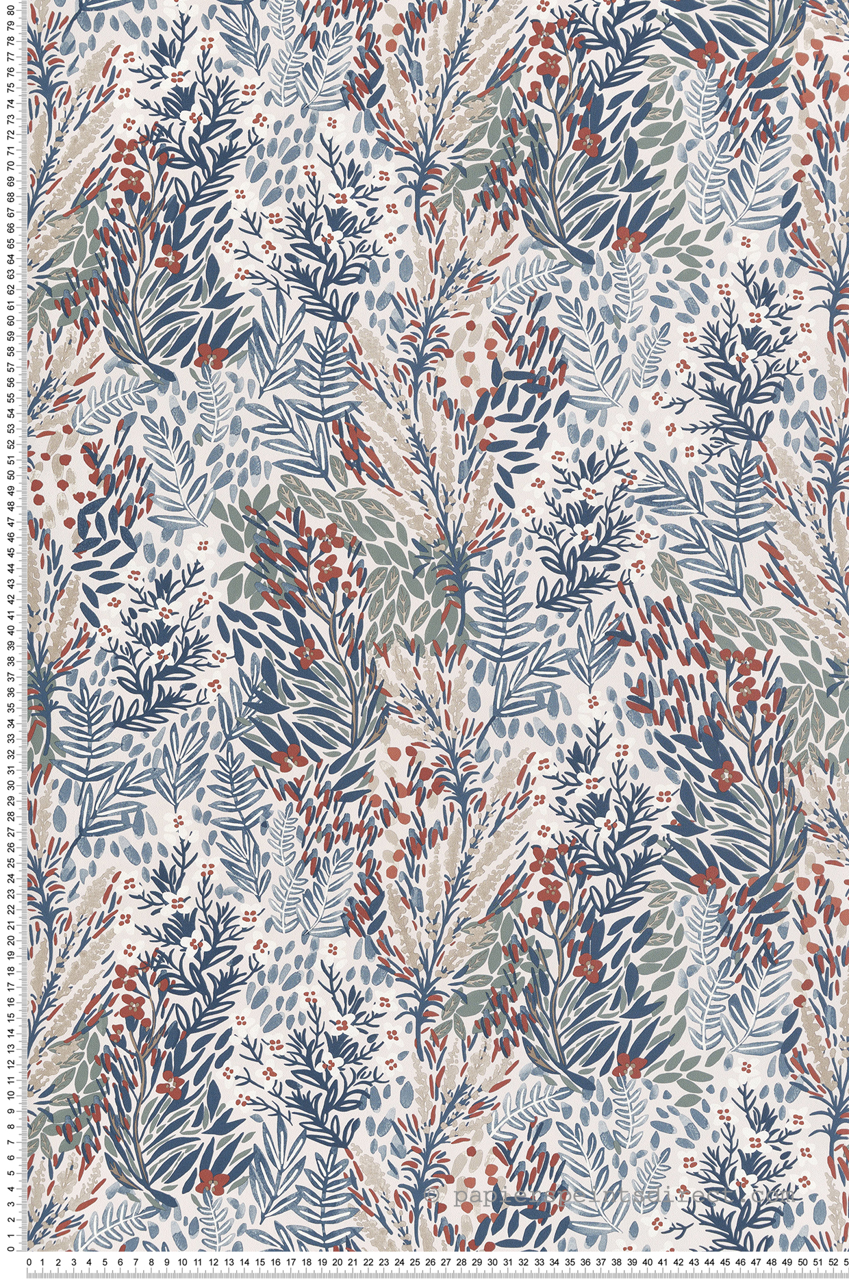 Papier peint Jardin Fleuri bleu et rouge - Jardin d'Eden de Lutèce | Réf. LTC-51202601