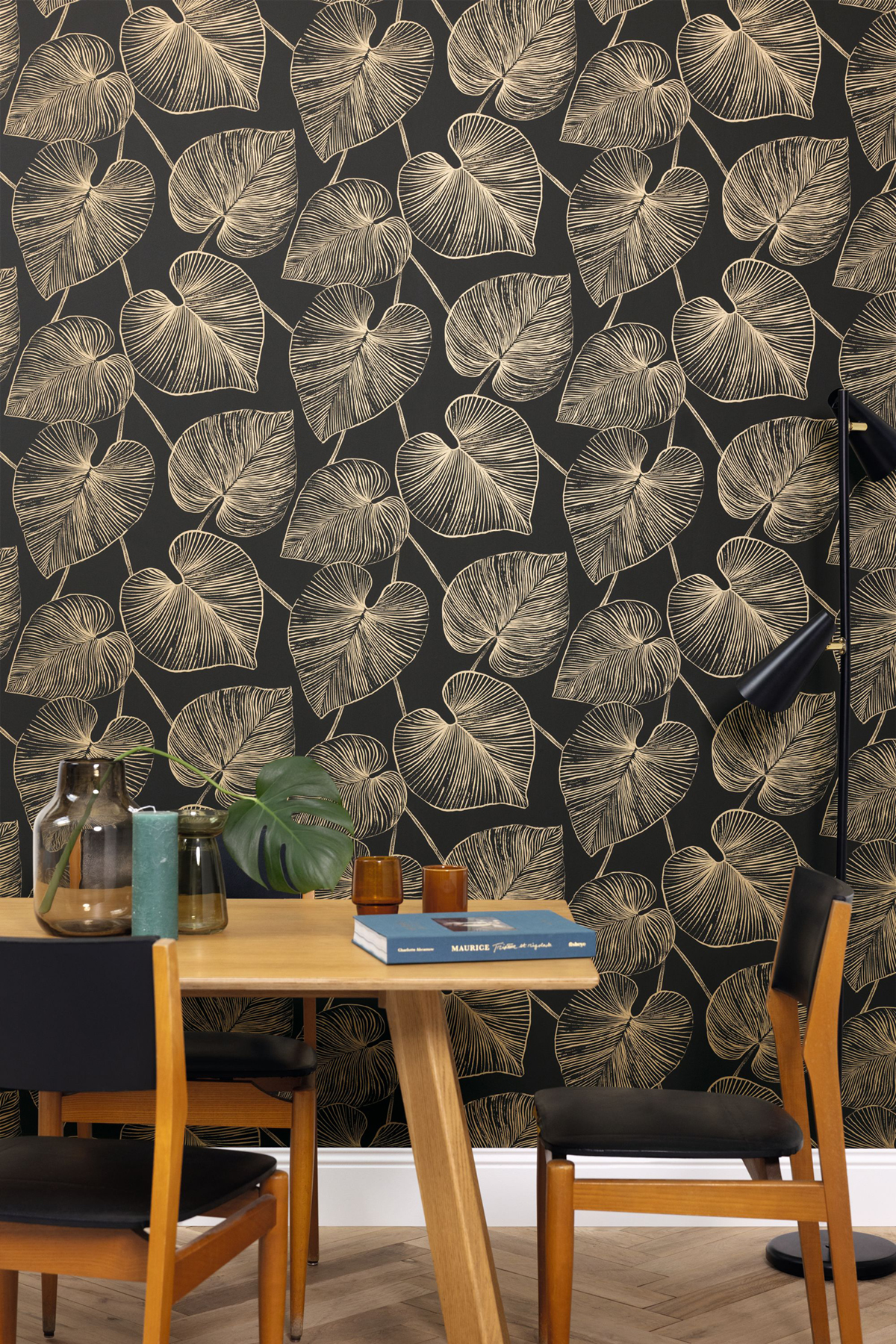 Papier peint Feuille Magistral noir doré - XXL de Casélio | Réf. XXL104539021