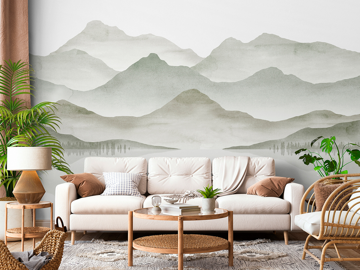 Papier peint panoramique Montagne Fog gris - Panorama 2 de Lutèce | Réf. LTC-PAN1751C