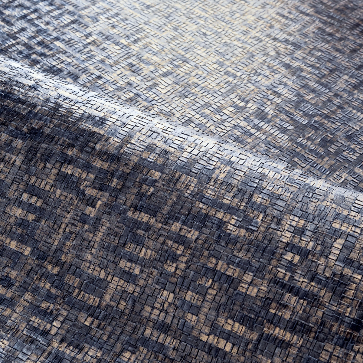 Papier peint Tissage Tessela marine doré - Métal de Casamance AMBV | Réf. CAS-75043680