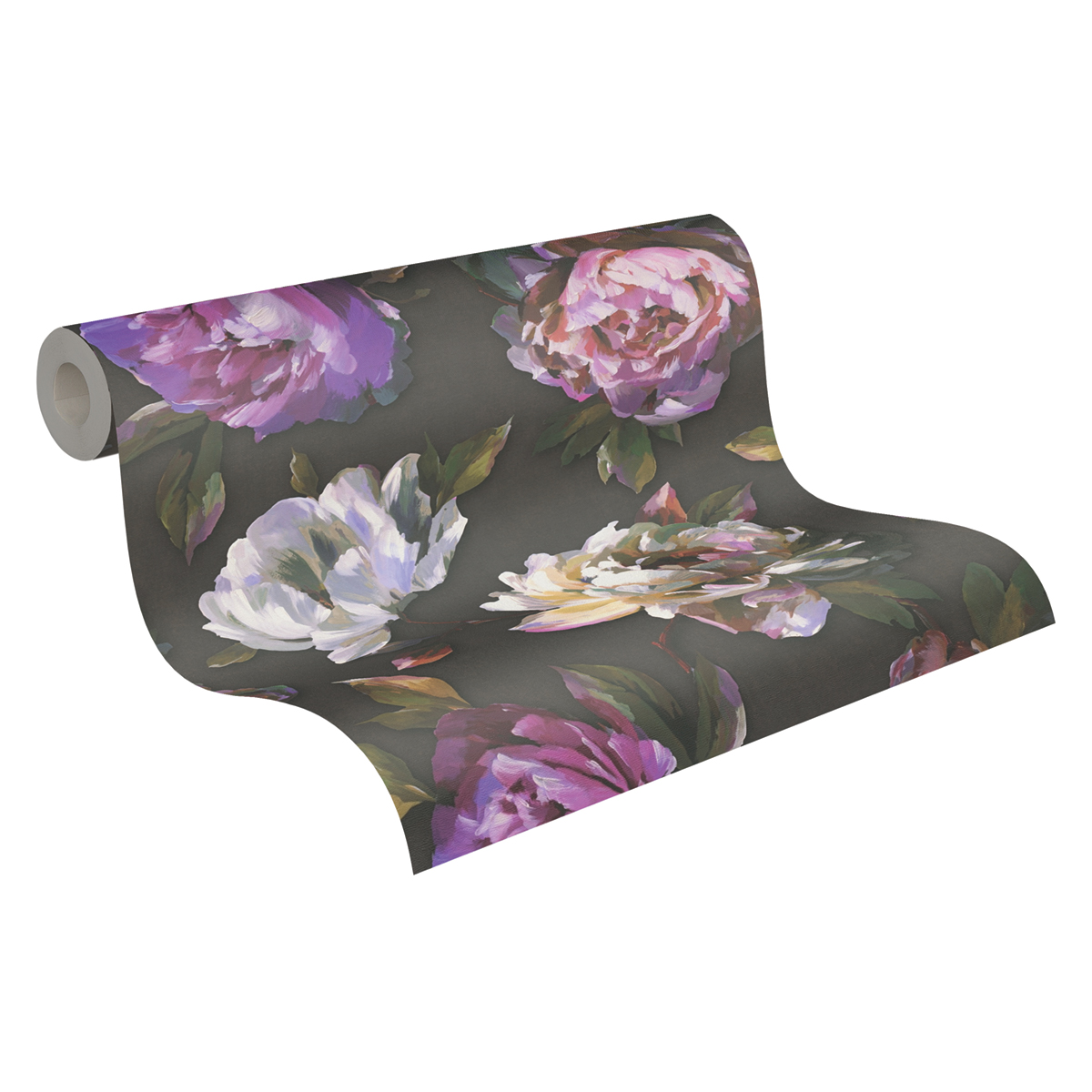 Papier peint Grosses Pivoines charbon violet - Pintwalls 2 d'A.S. Création ROLL | Réf. AS-396091
