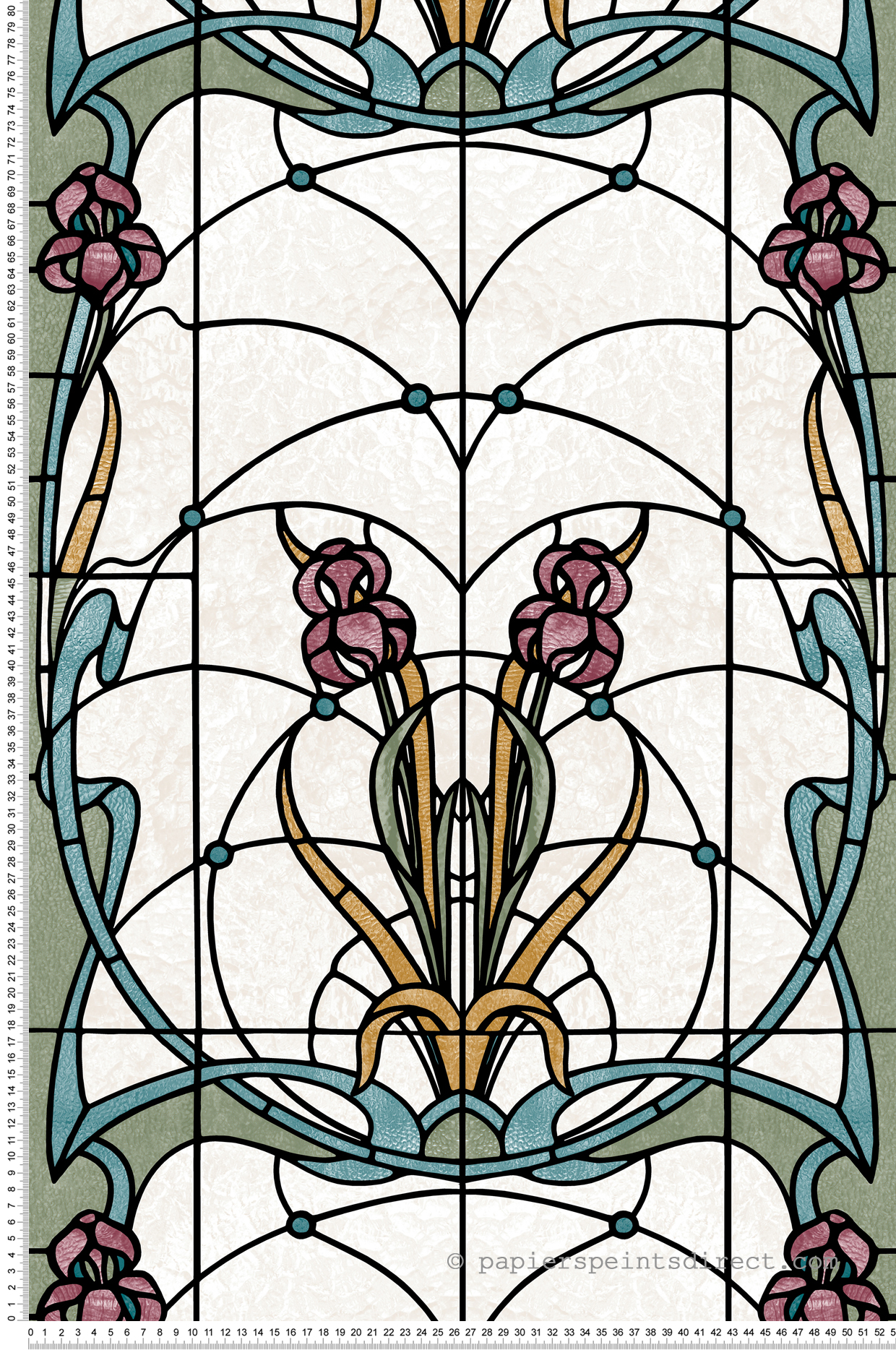 Papier Peint Vitrail Fleur prune bleu - Artifice d'Ugépa | Réf. UGP-M79310