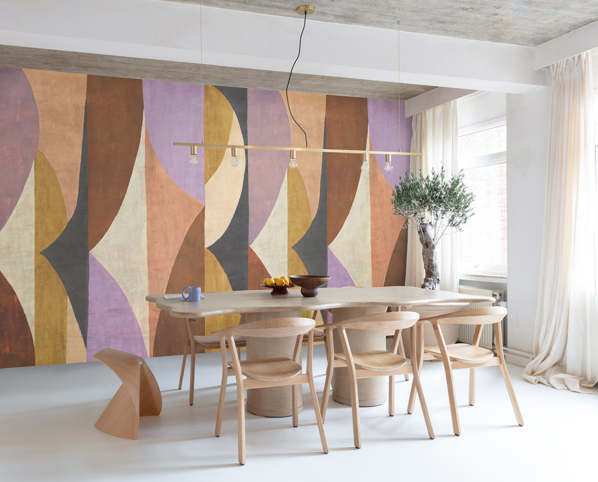 Papier peint panoramique Fresque Arrondie Luana mauve - A, B et C H260 - Amani de Masureel | Réf. MAS-DGAMA304X-260