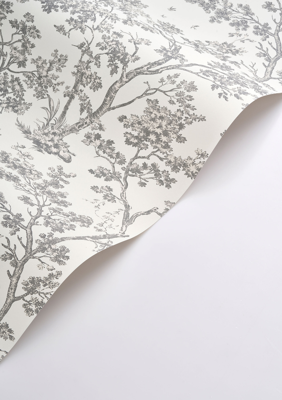 Papier peint Arbre noir fusain - Les Belles Toiles De Jouy 2 de Casadéco VAGUE | Réf. BTJD81529889