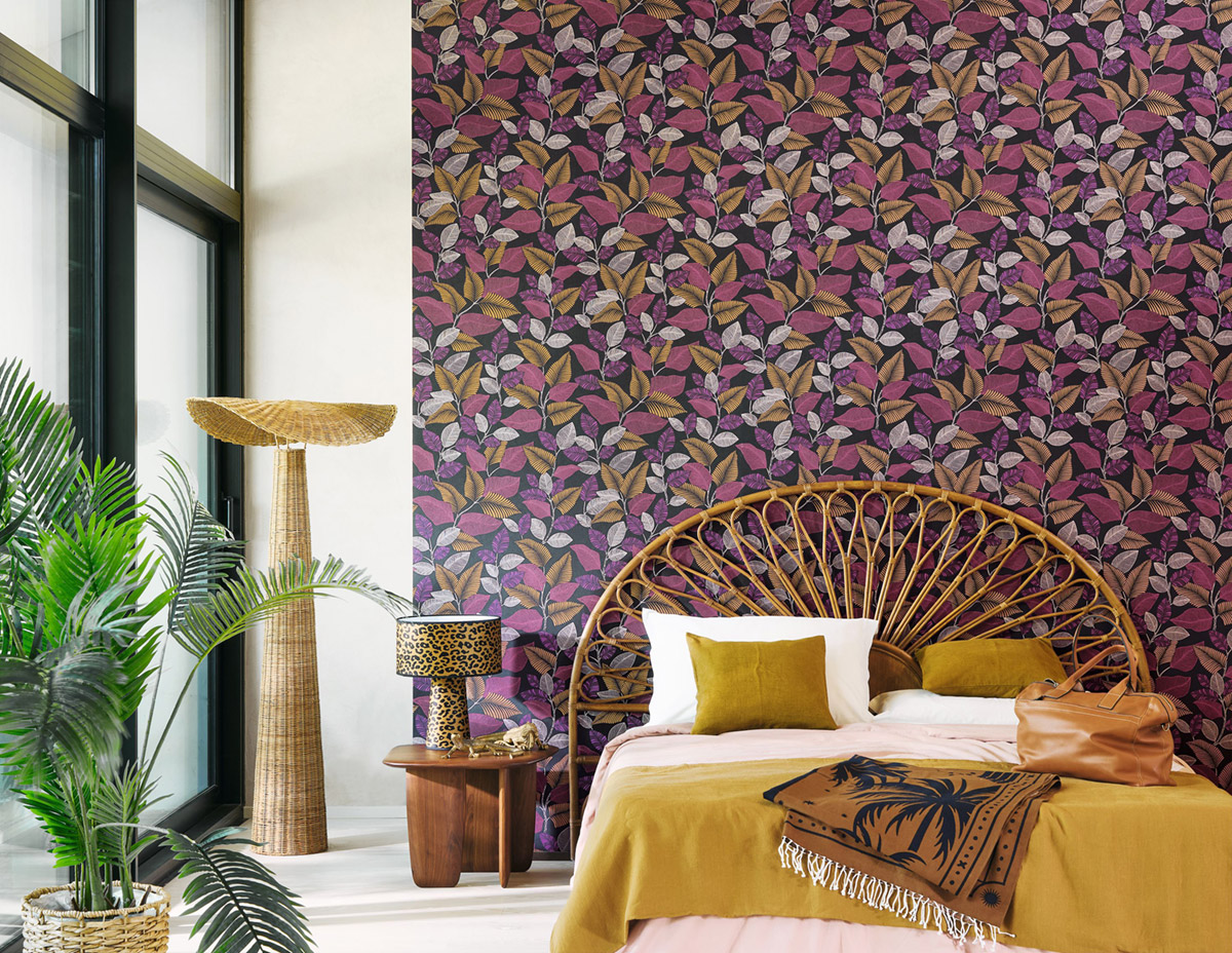 Papier peint Feuillage Paraty fuchsia - Rio de Casadéco | Réf. RIOC201804522