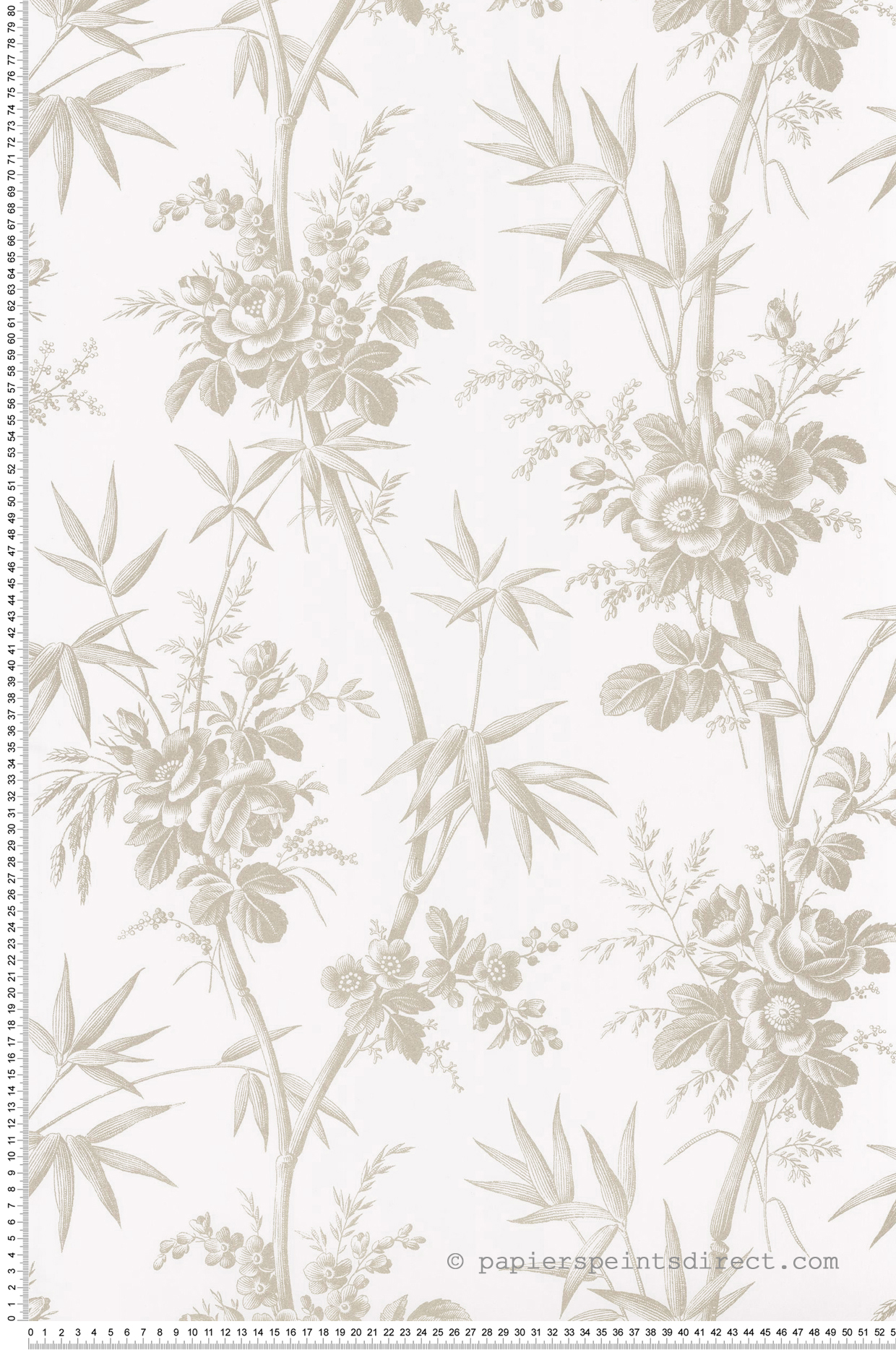 Papier peint Fleurs Flânerie argenté - Les Belles Toiles De Jouy 2 de Casadéco | Réf. BTJD201709339