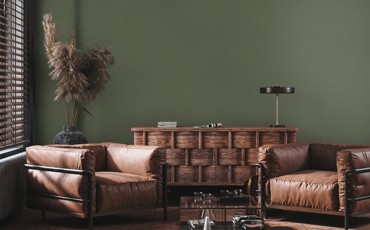 Papier peint Uni Charme Bali vert kaki - Metropolitan Stories 3 d'A.S. Création | Réf. AS-392663